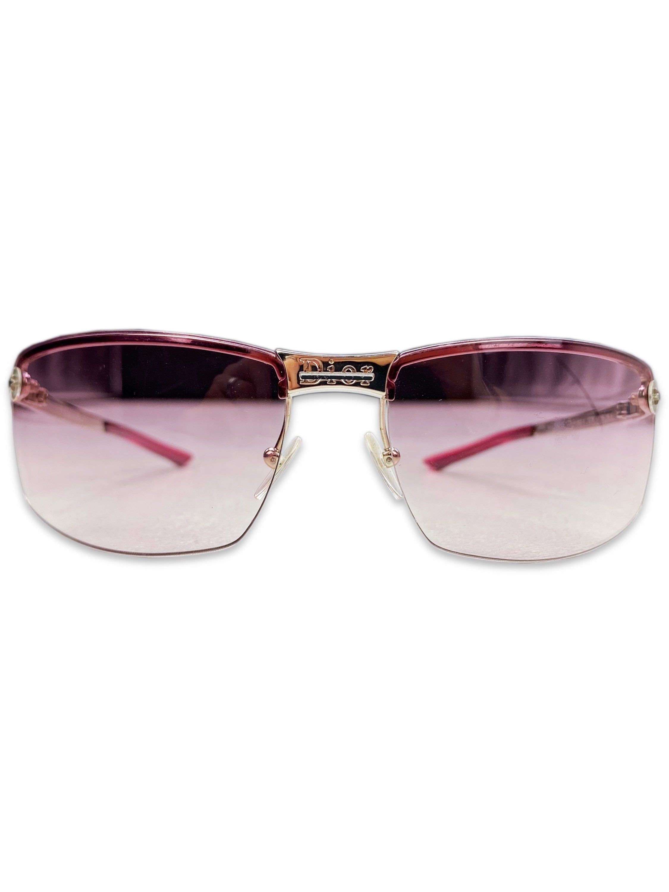 Dior Rose Tint Metallic Star Motif Etched Logo Sunglasses