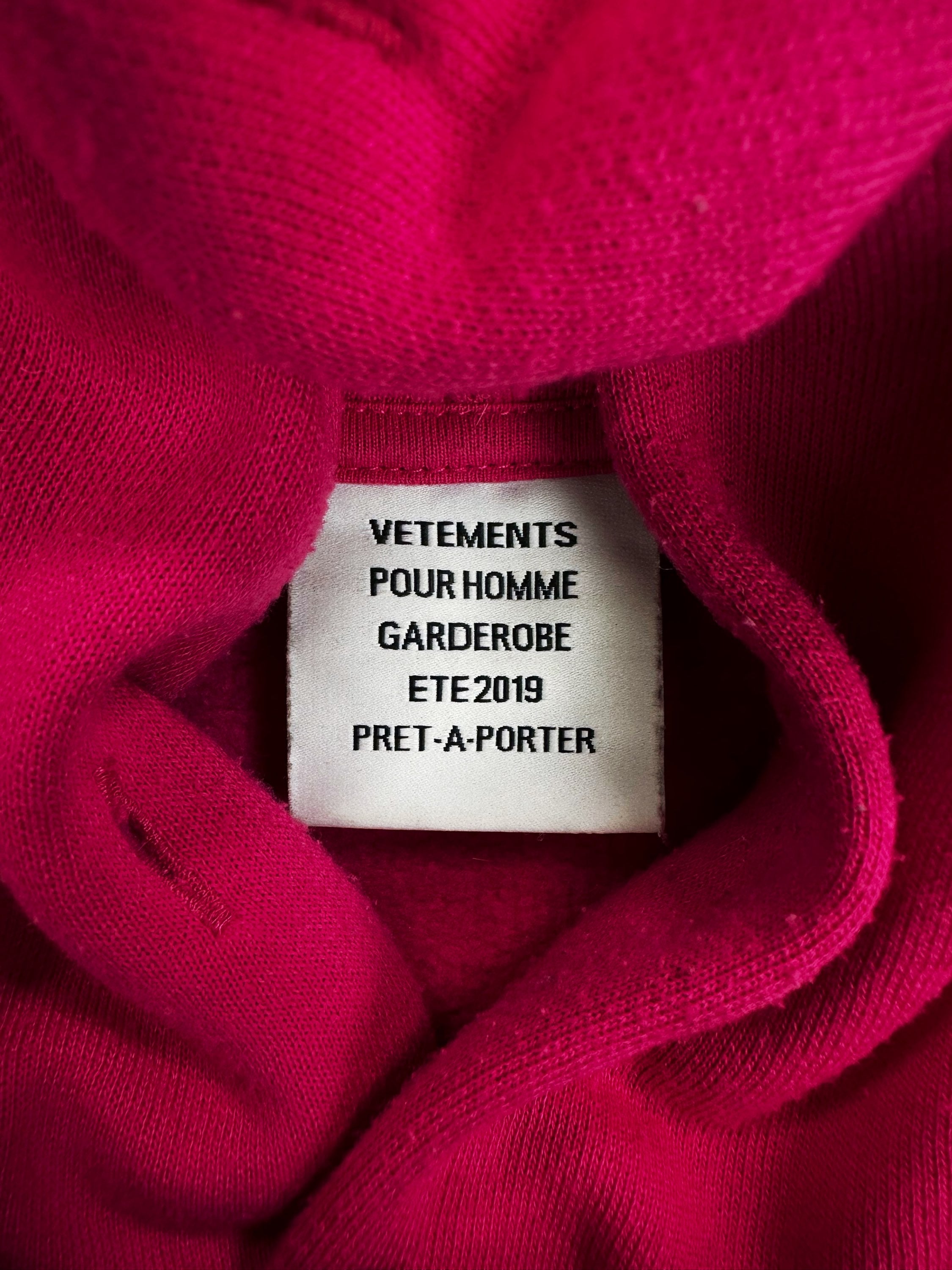 AW18 Vetements ‘Your Name’ Neon Pink Logo Oversized Hoodie