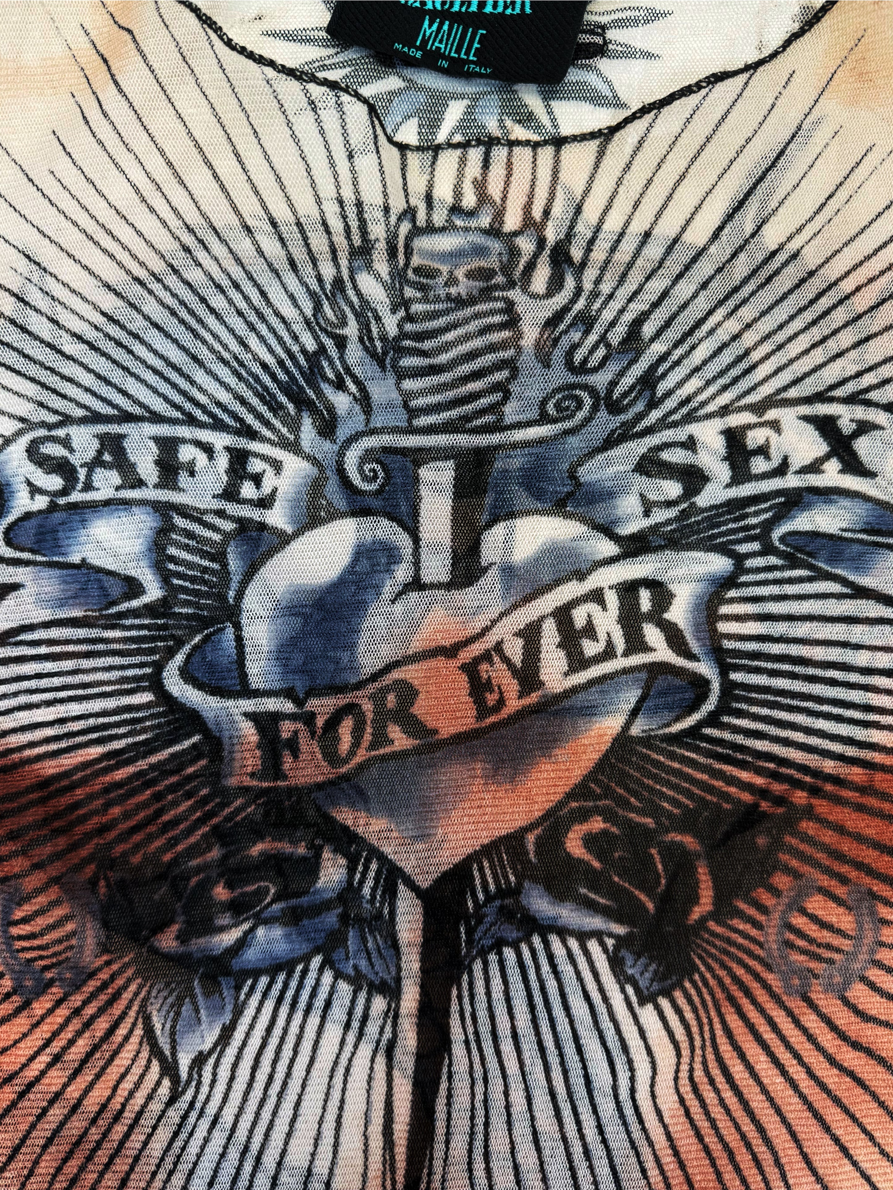 SS96 Jean Paul Gaultier ‘Safe Sex Forever’ Mesh Tattoo Tank-top