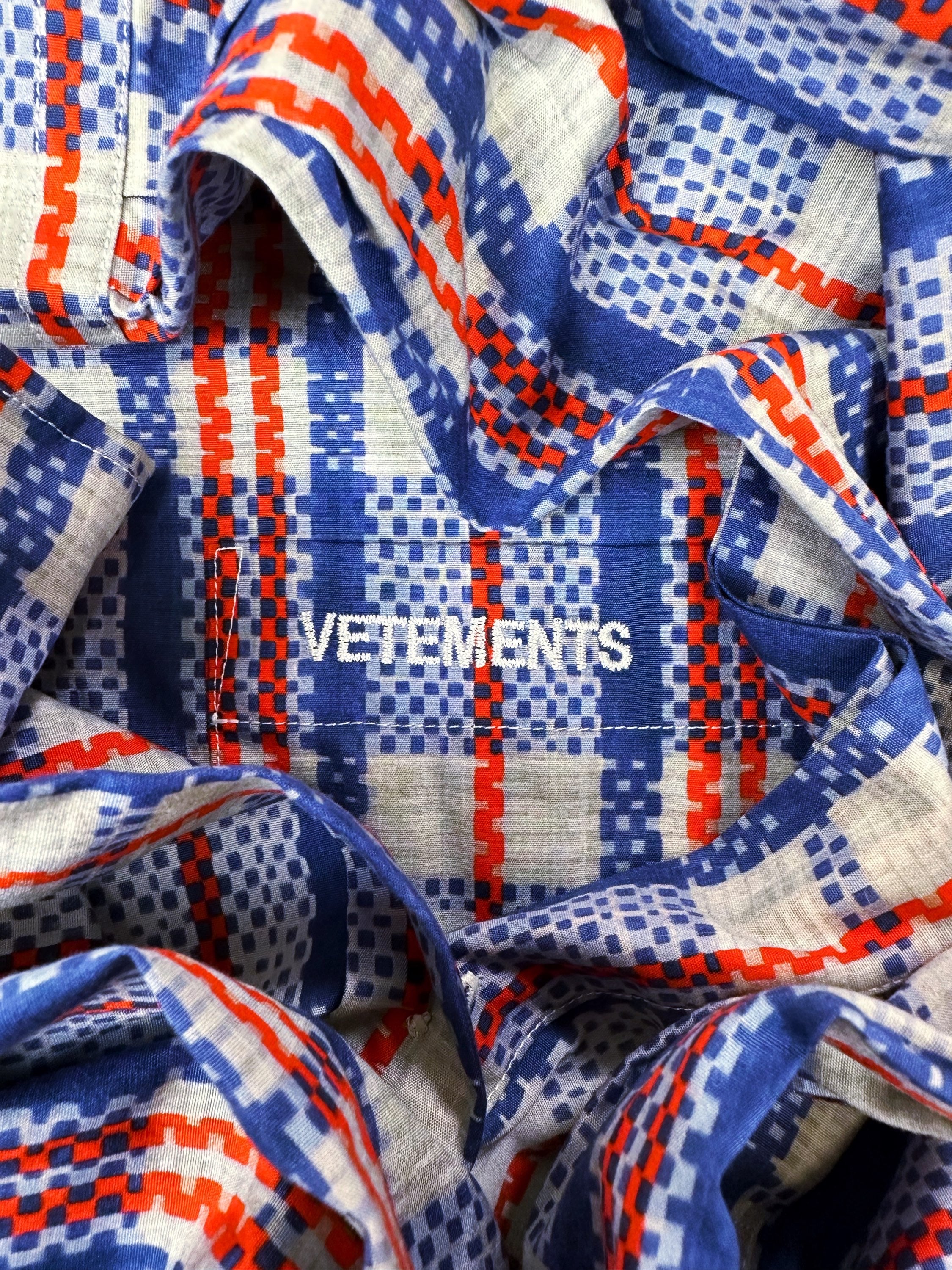 Vetements ‘Embroidered’ Checkered Long Sleeve Button Up Shirt