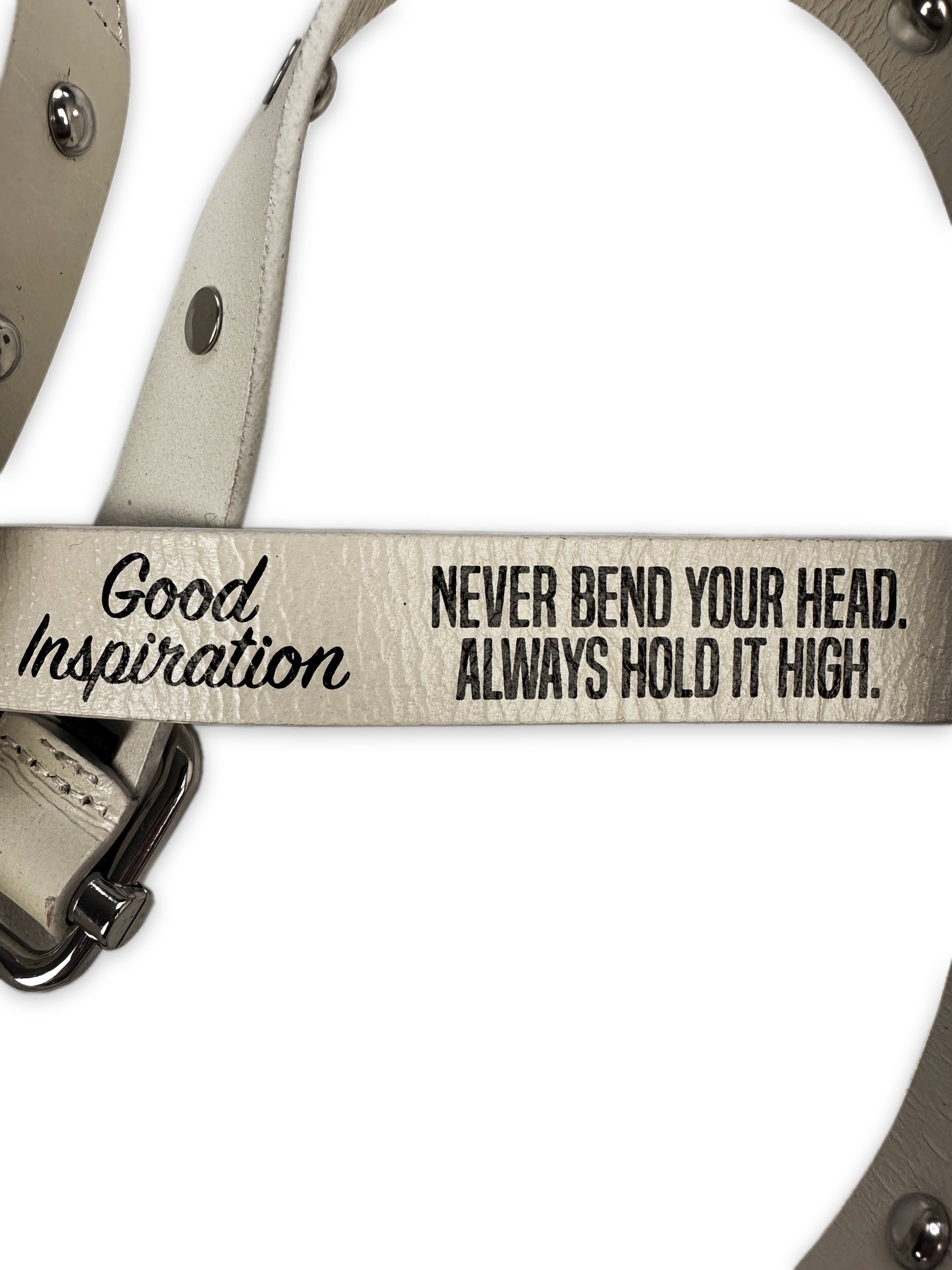 Mihara Yasuhiro Double Buckle ‘Hold it High’ Leather Slogan Belt