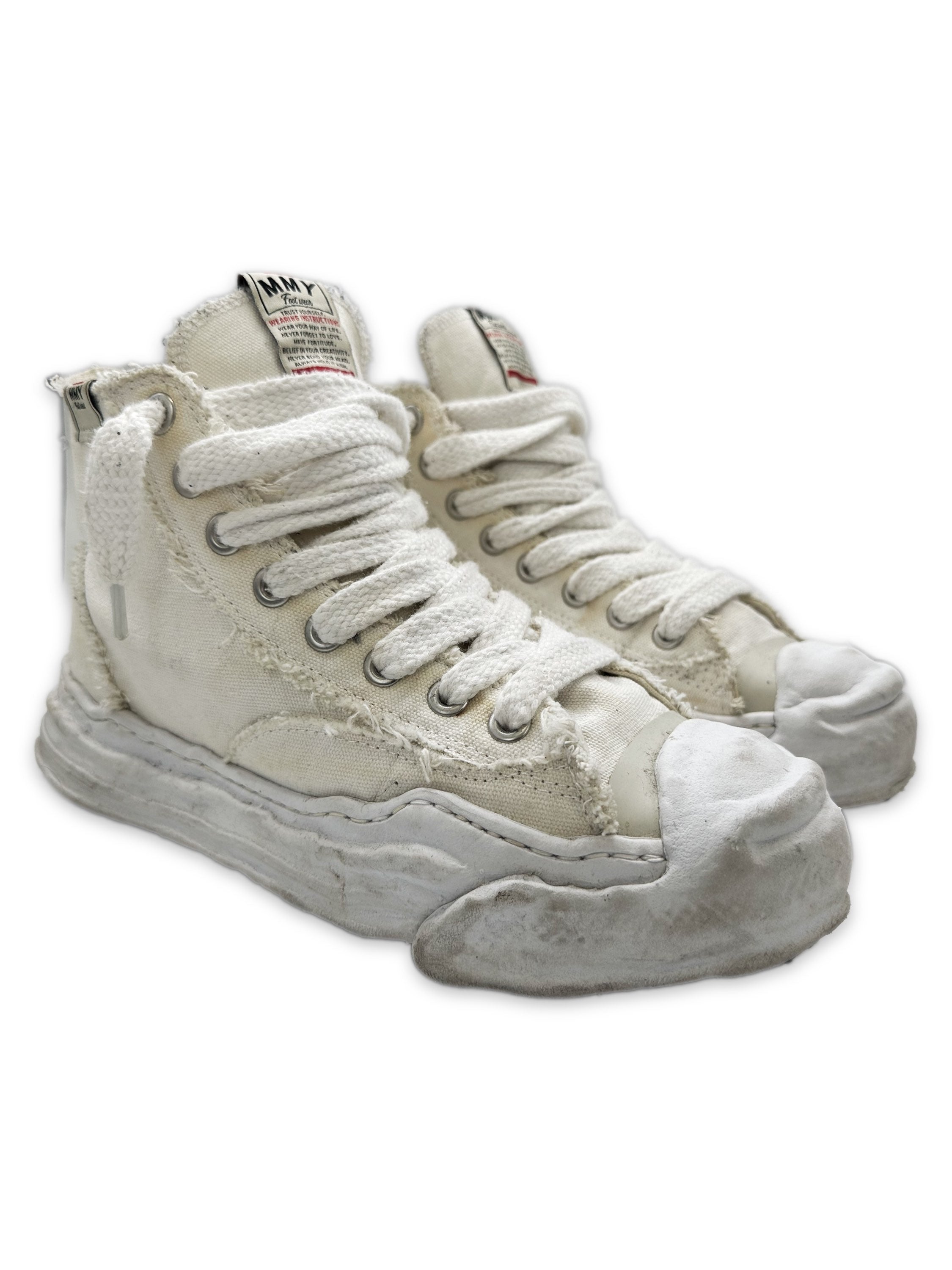Mihara Yasuhiro ‘Melted’ Canvas Cream MMY Hi-top Sneakers