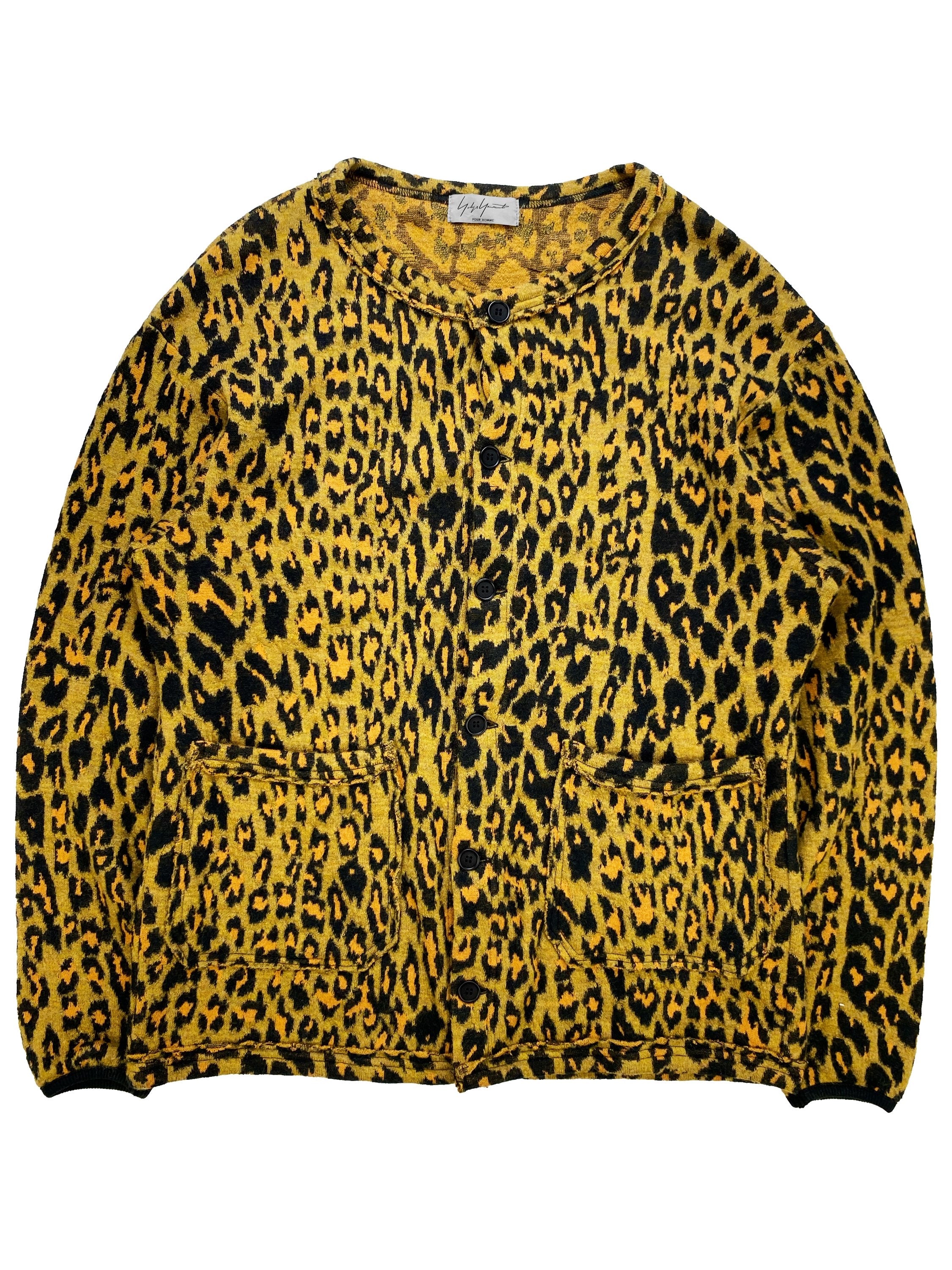 90’s Yohji Yamamoto Homme Cheetah Print Knitted Wool Cardigan