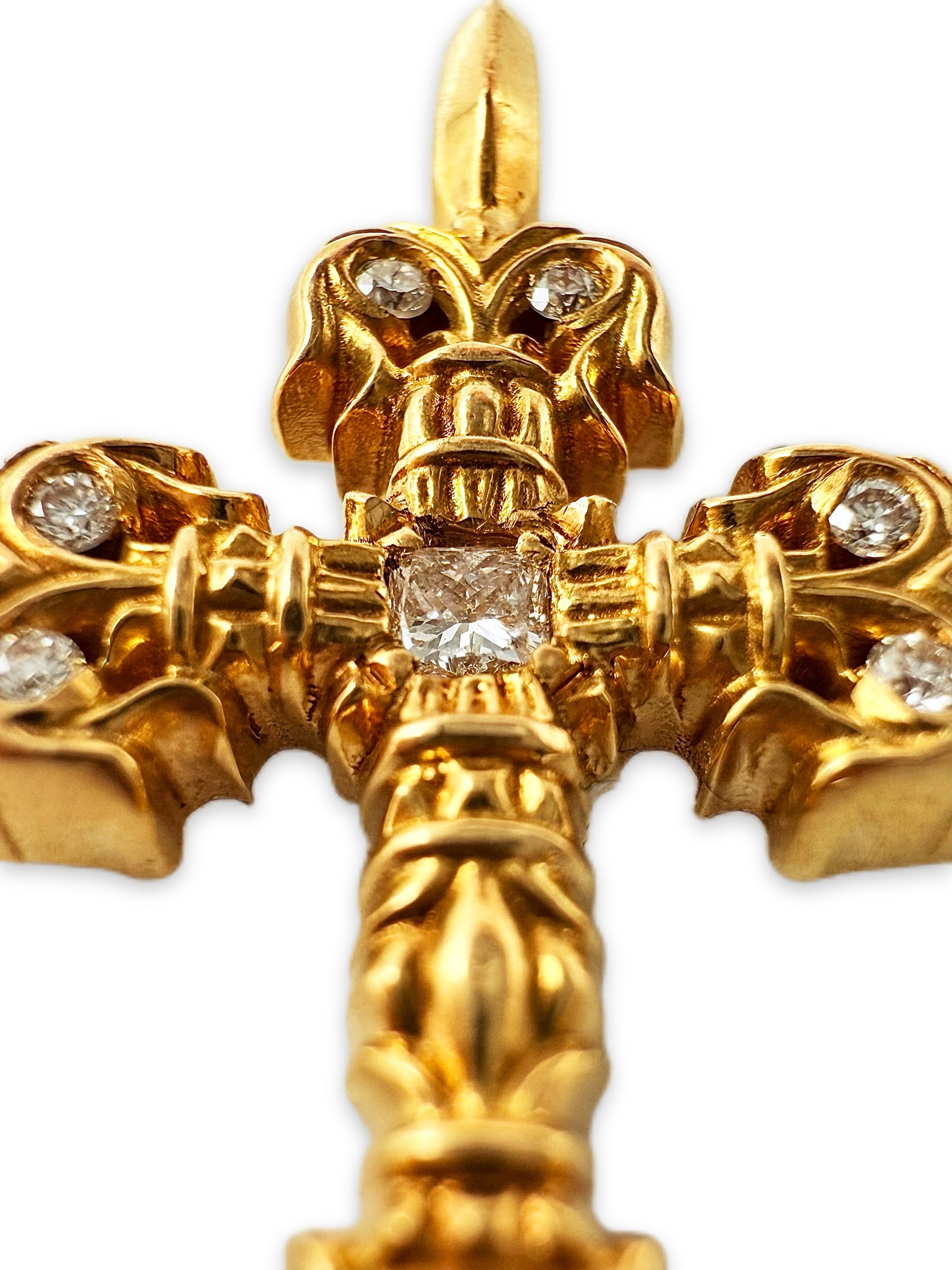 Chrome Hearts 22k Gold Filigree Diamond Set Pendant
