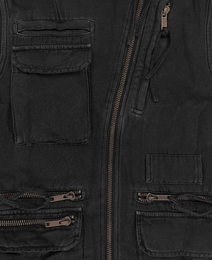 SS16 Haider Ackermann Asymmetrical Washed Denim Cargo Vest