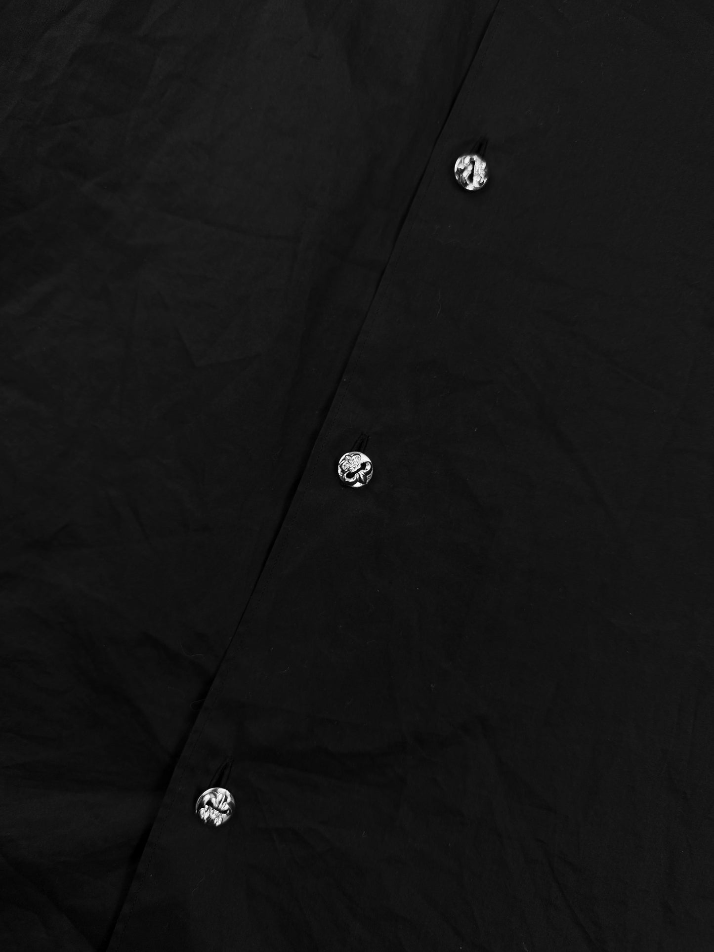 Chrome Hearts BS Fleur de Lis Rhodium Black Button Up Shirt