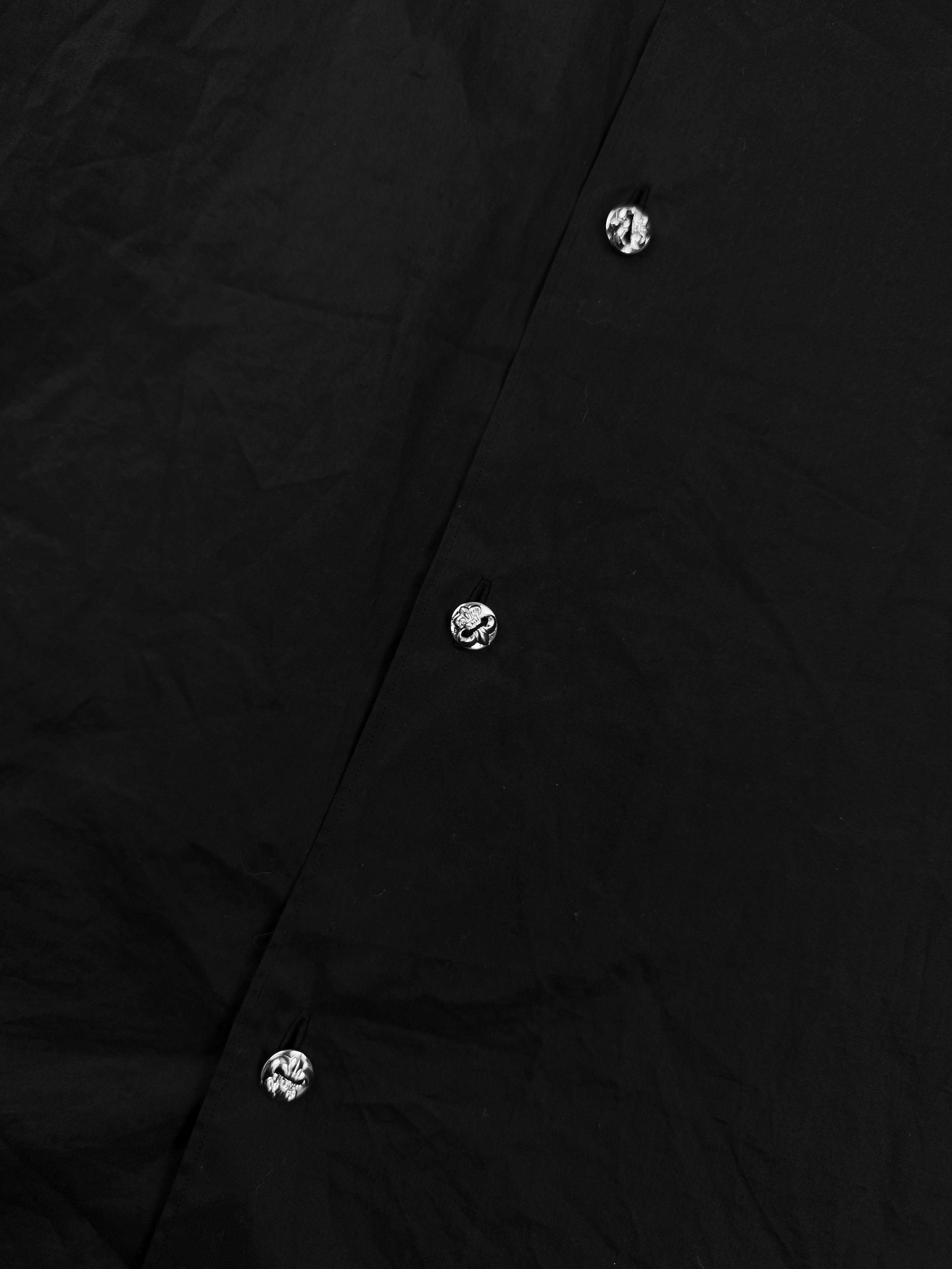 Chrome Hearts BS Fleur de Lis Rhodium Black Button Up Shirt