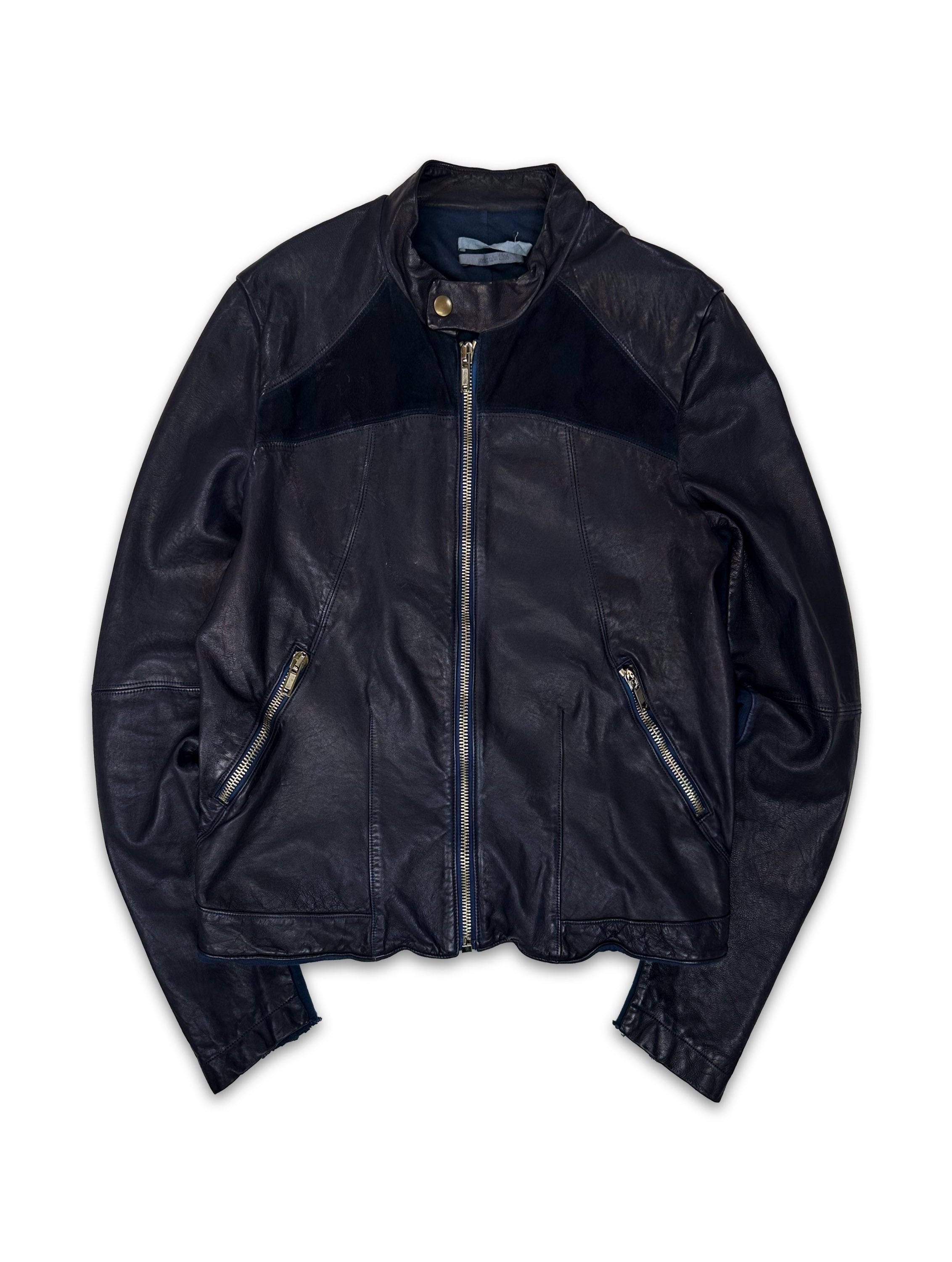 AW05 Rick Owens ‘Moog’ Panelled Calfskin Leather Moto Jacket
