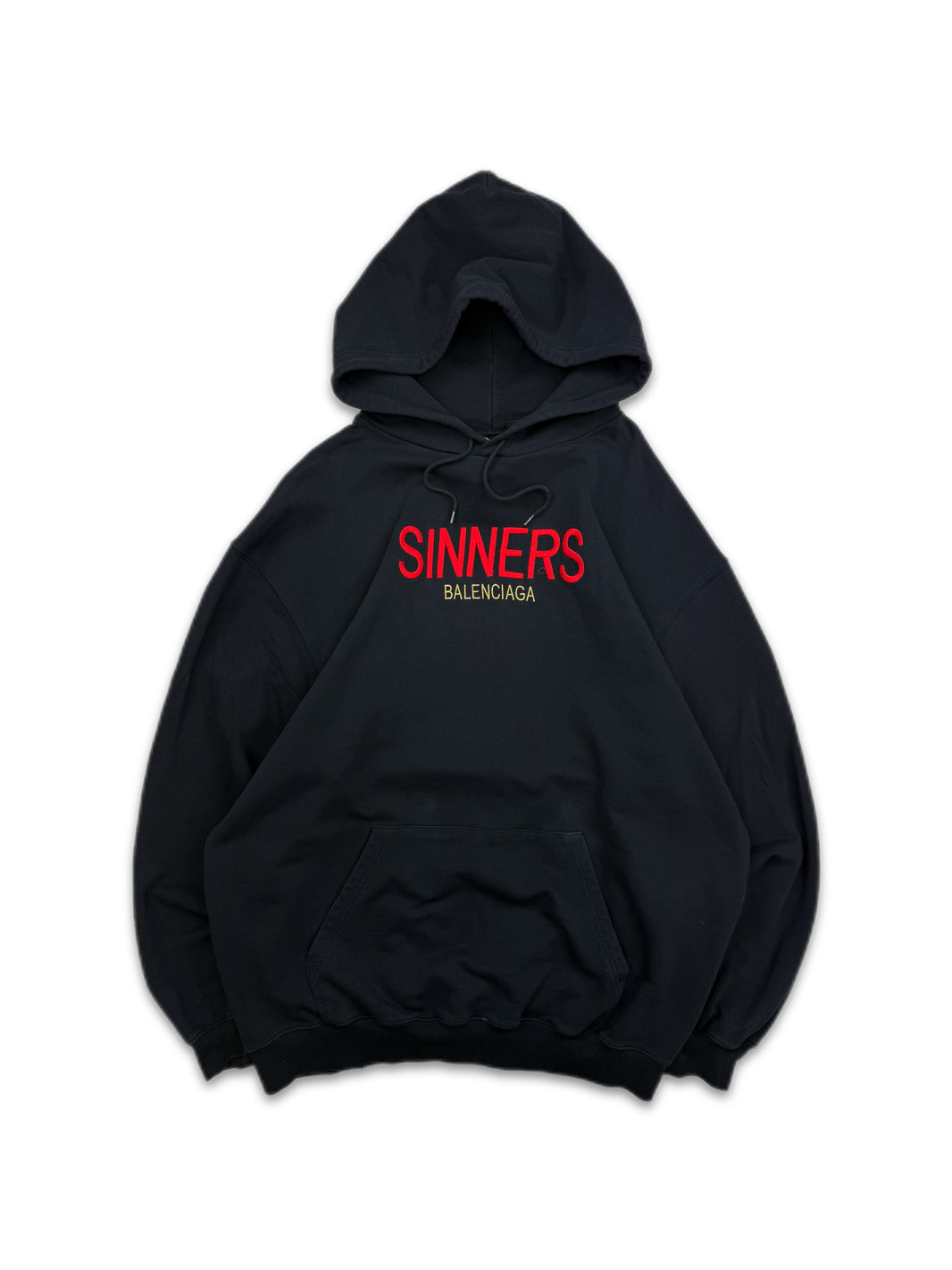 Balenciaga ‘Sinners’ Embroidered Chest Logo Black Hoodie