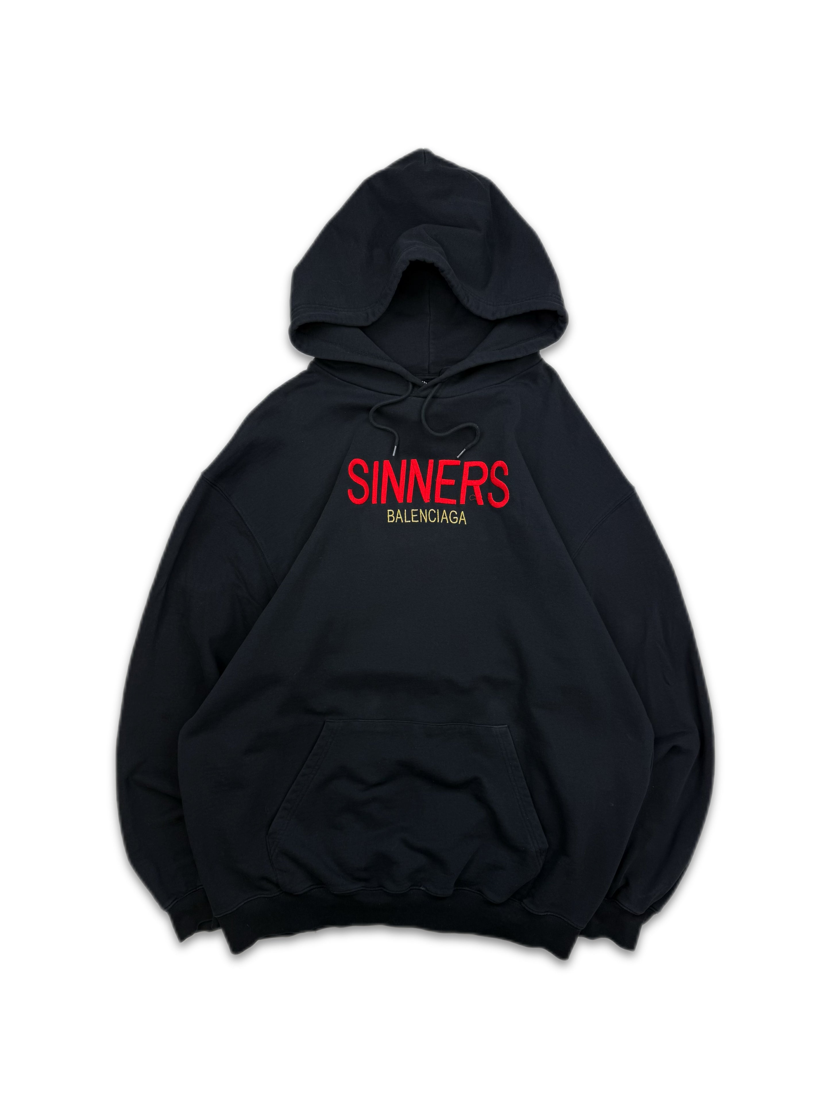 Balenciaga ‘Sinners’ Embroidered Chest Logo Black Hoodie
