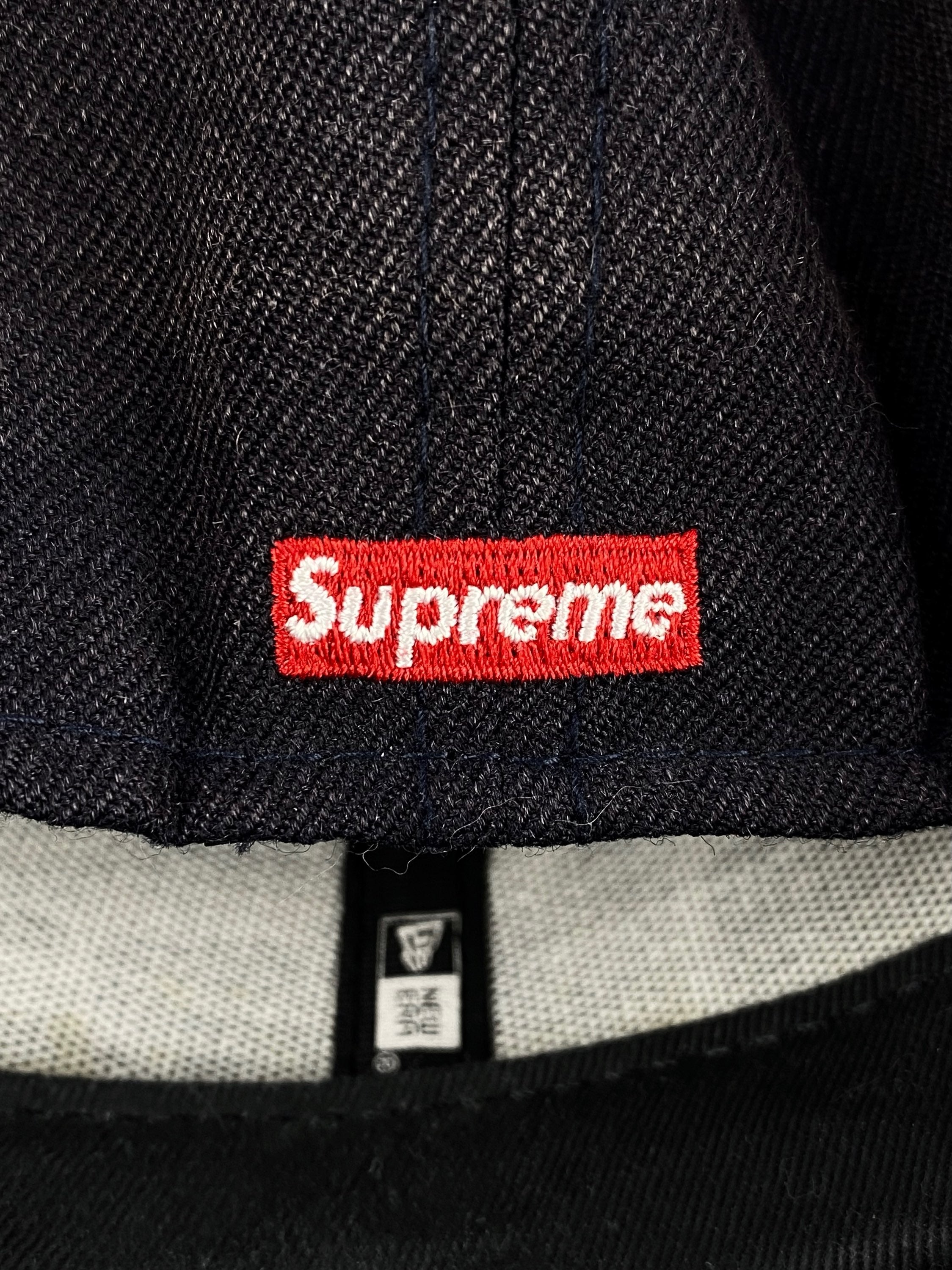SS14 Supreme ‘Hebrew’ Logo New Era Patched Navy Fitted Hat