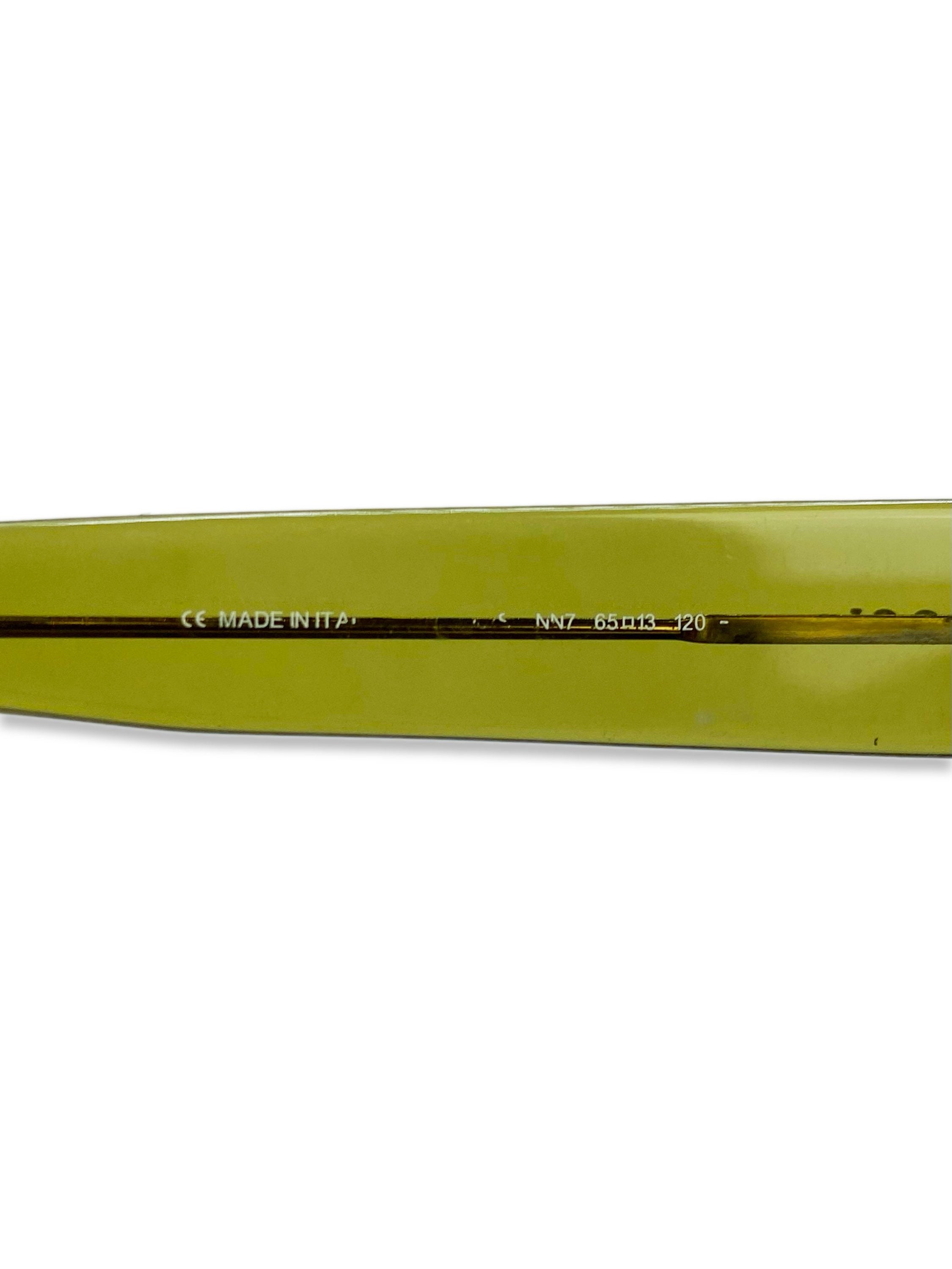 Gucci Olive Green Rounded Frame Metallic Logo Sunglasses