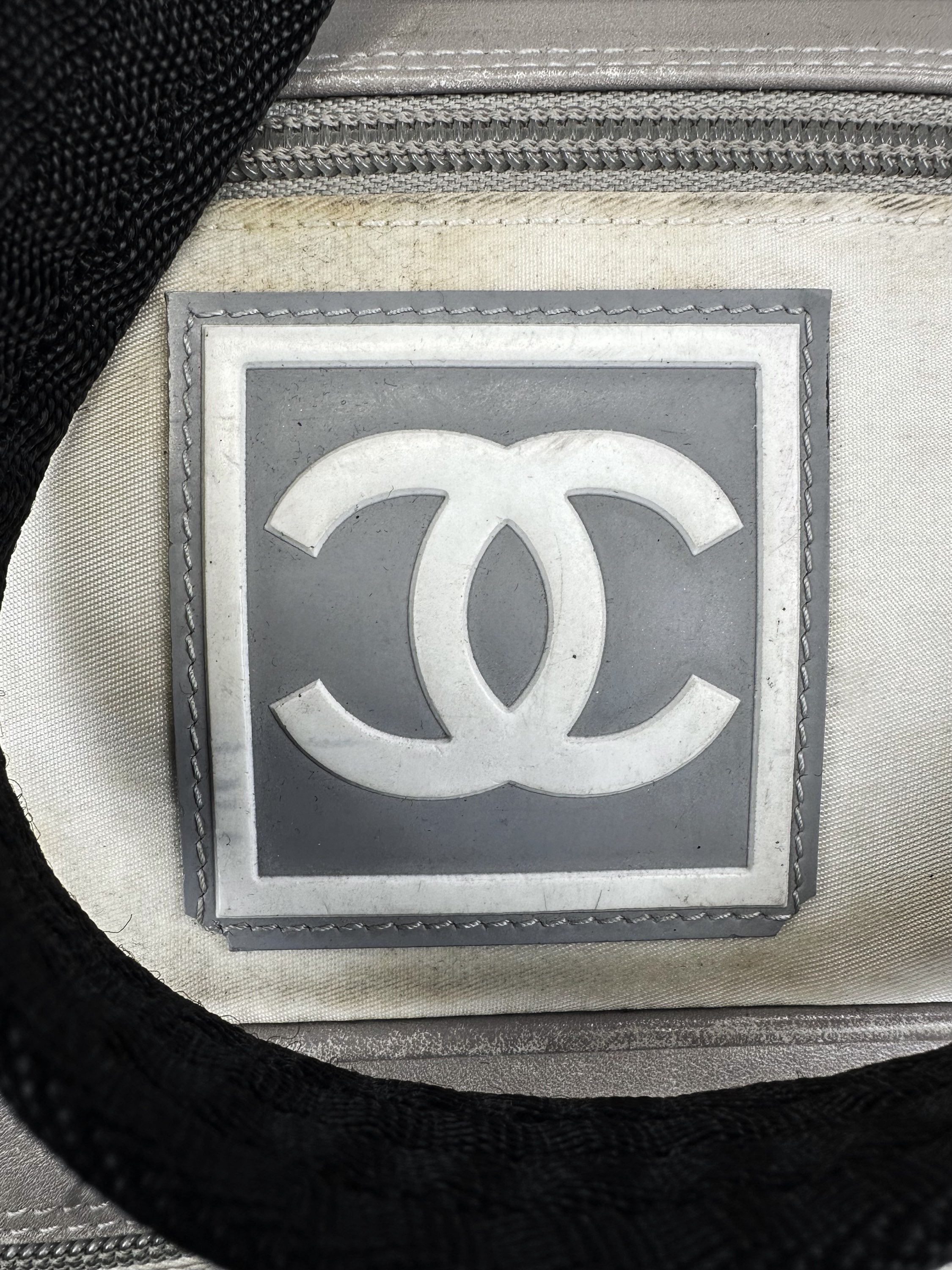 00s Chanel Sport Top Loading White Leather Backpack