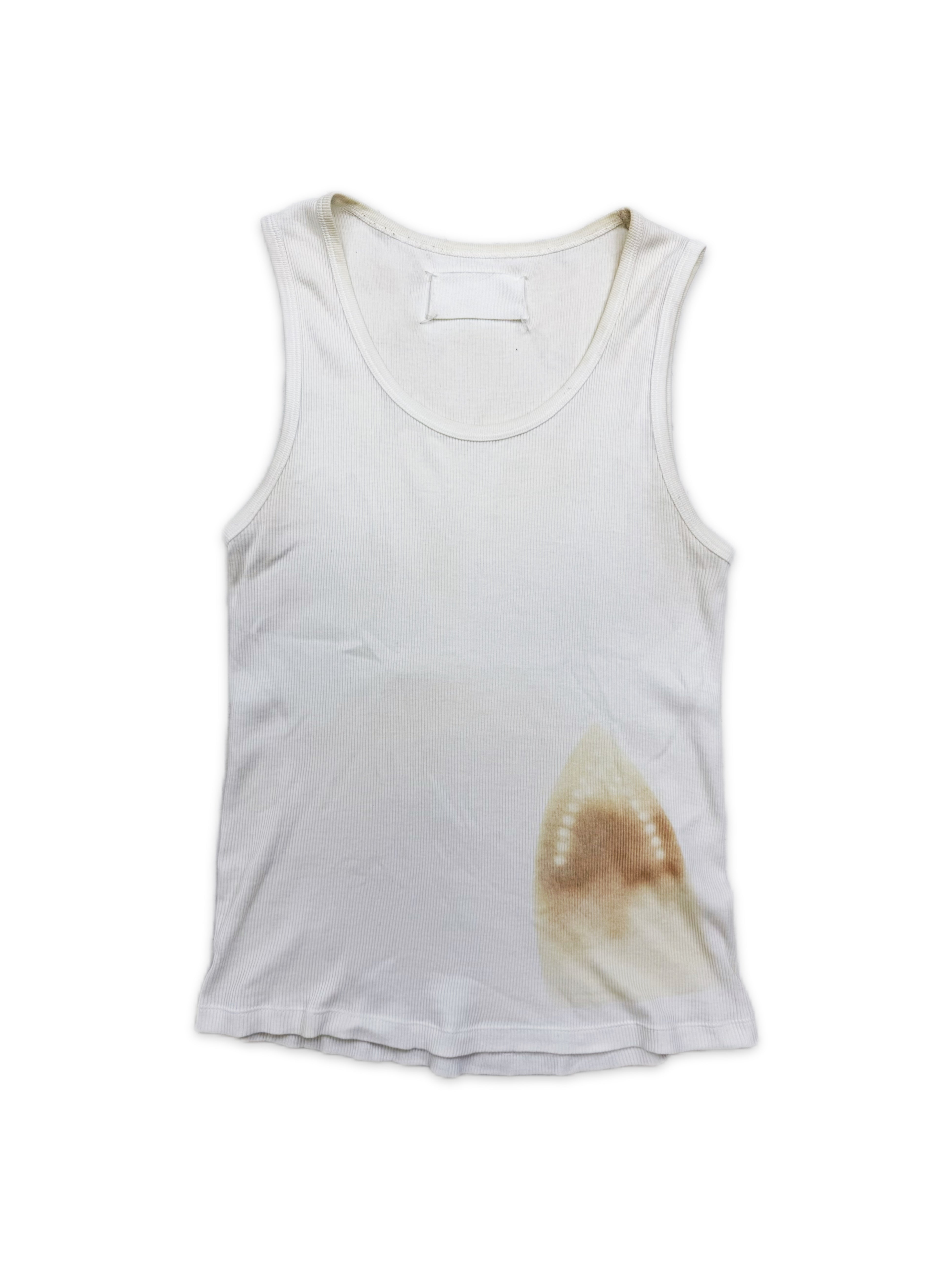 SS07 Maison Margiela ‘Iron Burn’ White Ribbed Wife Beater Tank Top