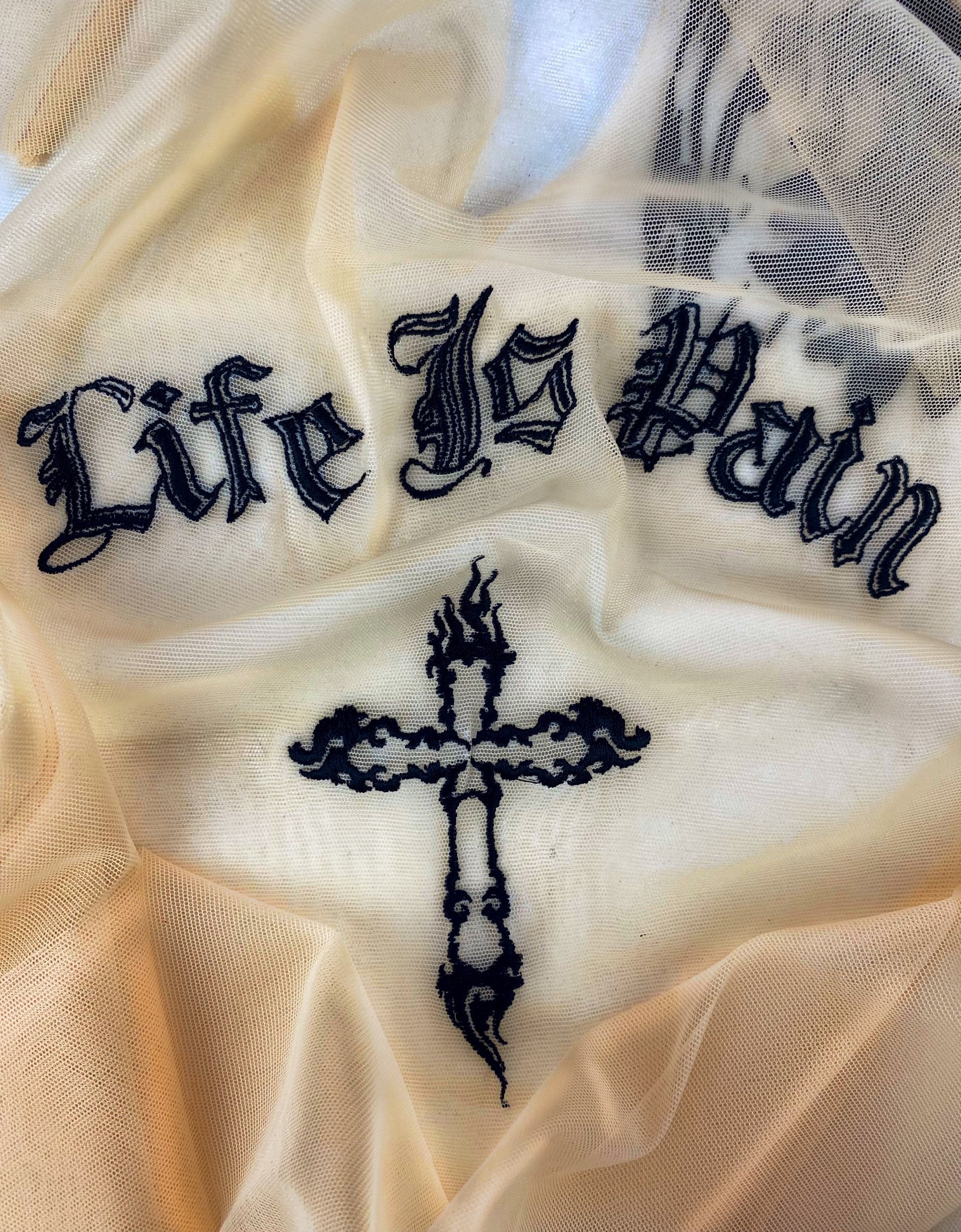 AW96 Alexander McQueen ‘Life is Pain’ Mesh Sheer Tank-Top