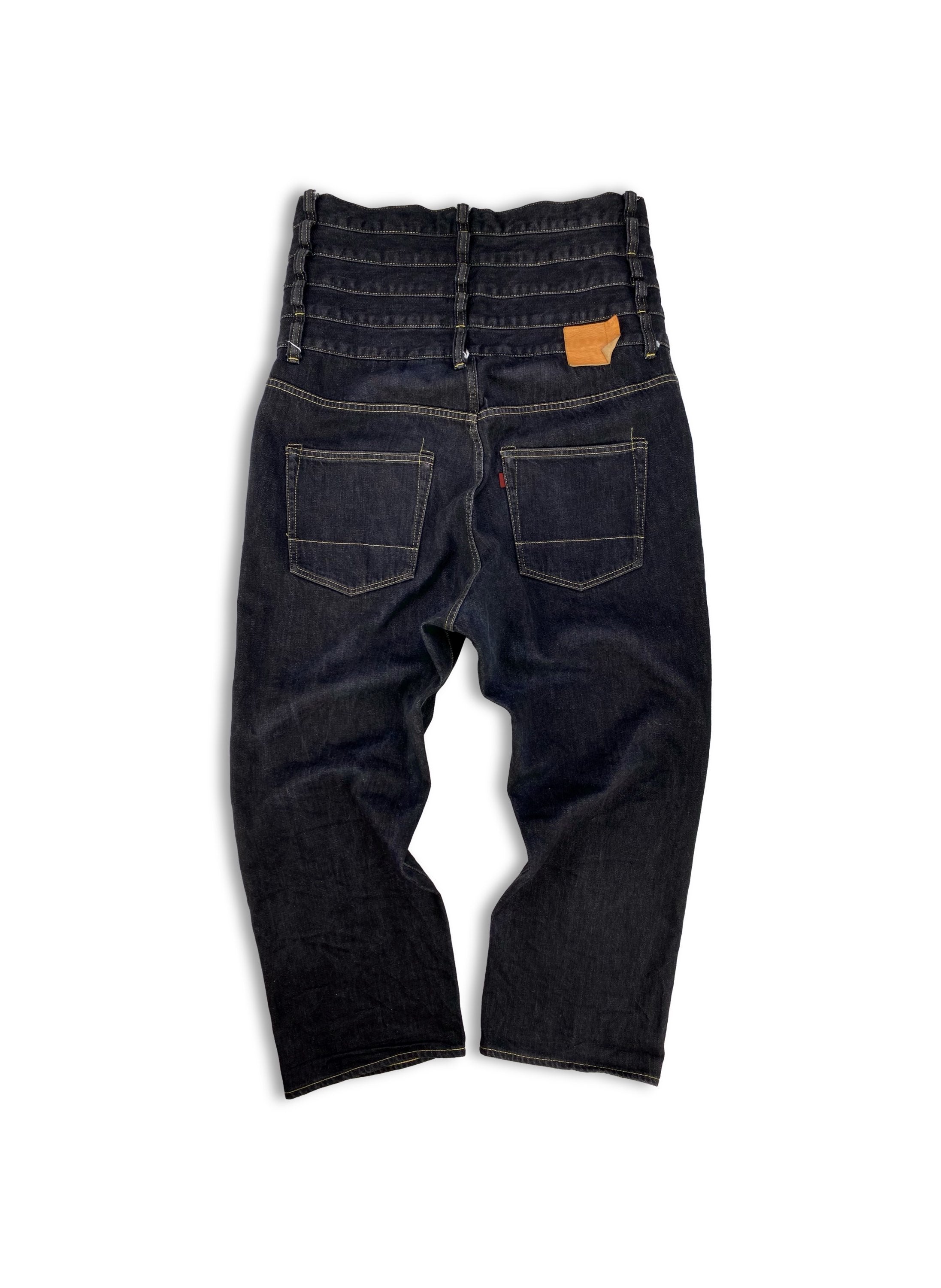 FW12 Ganryu ‘Quintuple Waistband’ Stacked Wide Cut Denim