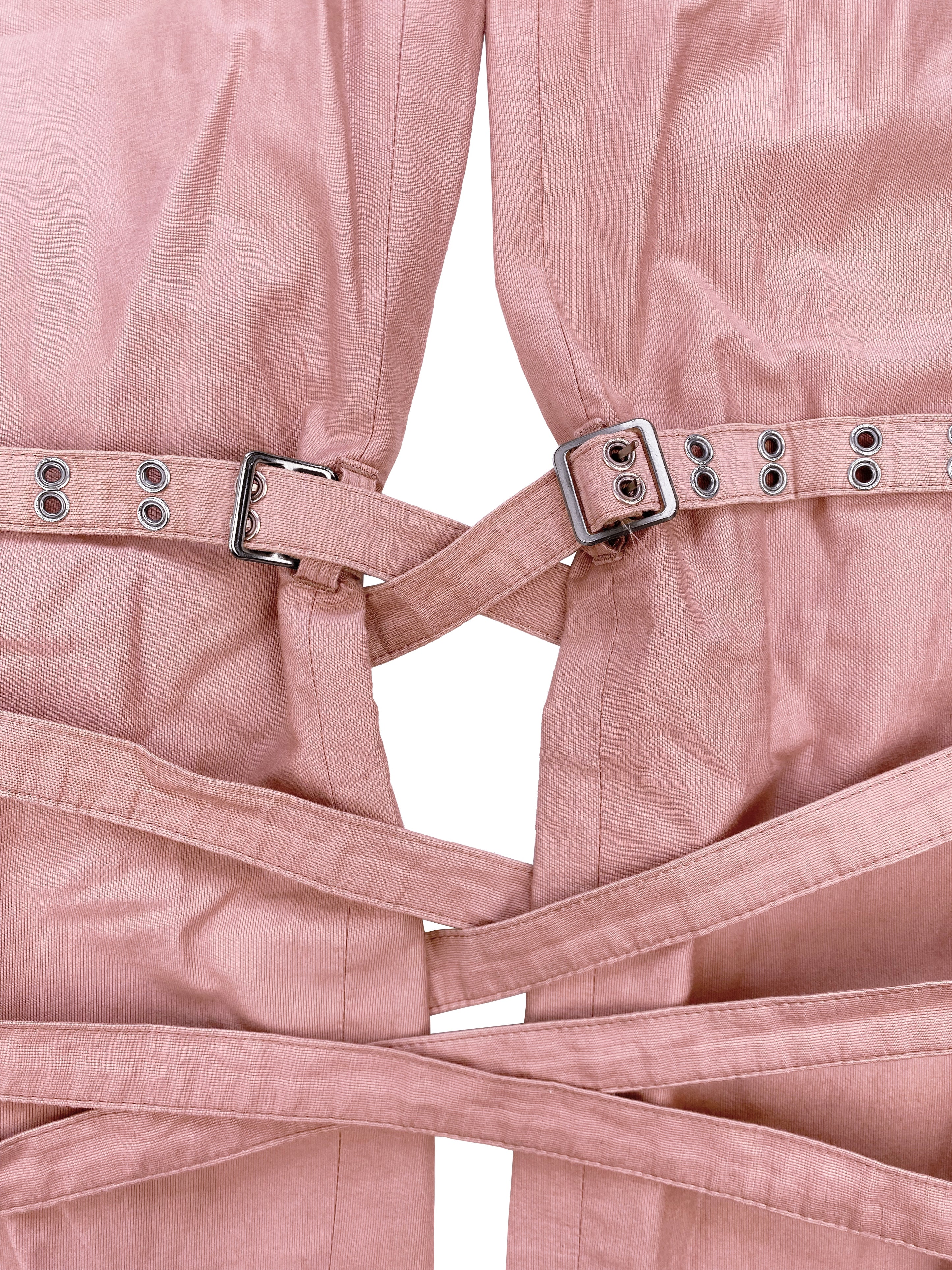 90’s Jean Paul Gaultier Pink Belted Bondage Strap Cargo Pants