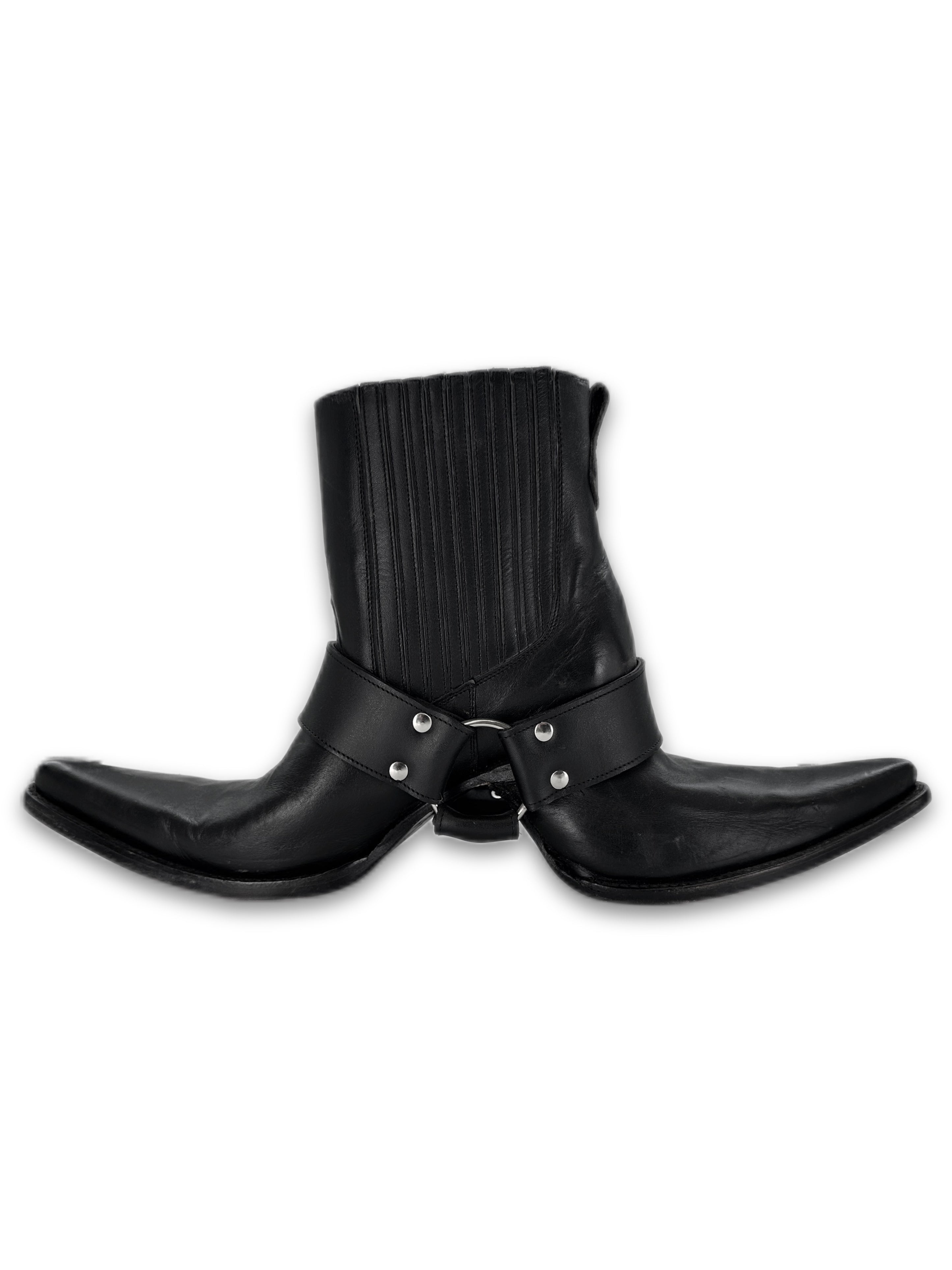 SS17 Hood by Air SAMPLE Double ‘Cowboy’ Black Leather Boots