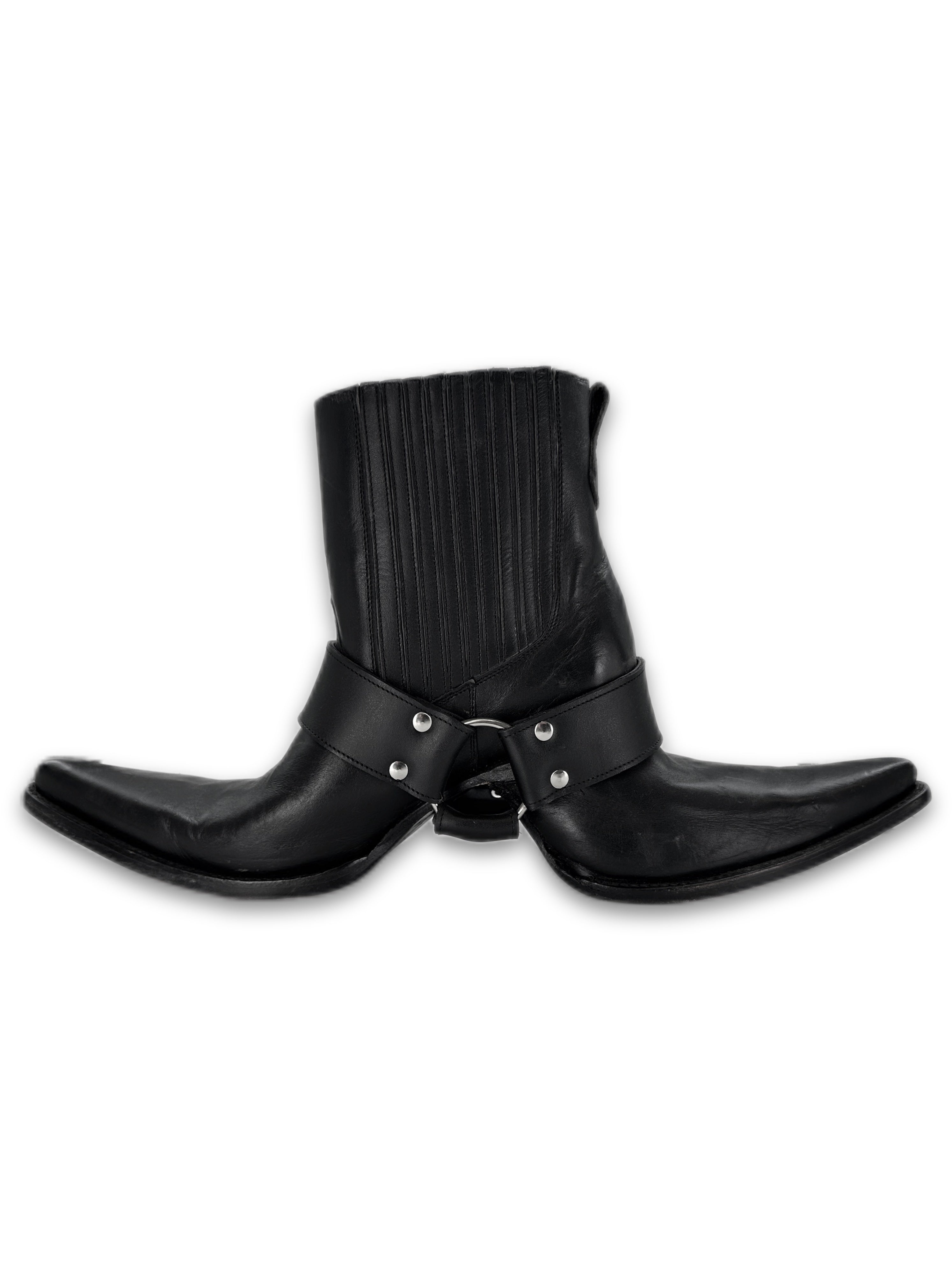 SS17 Hood by Air SAMPLE Double ‘Cowboy’ Black Leather Boots
