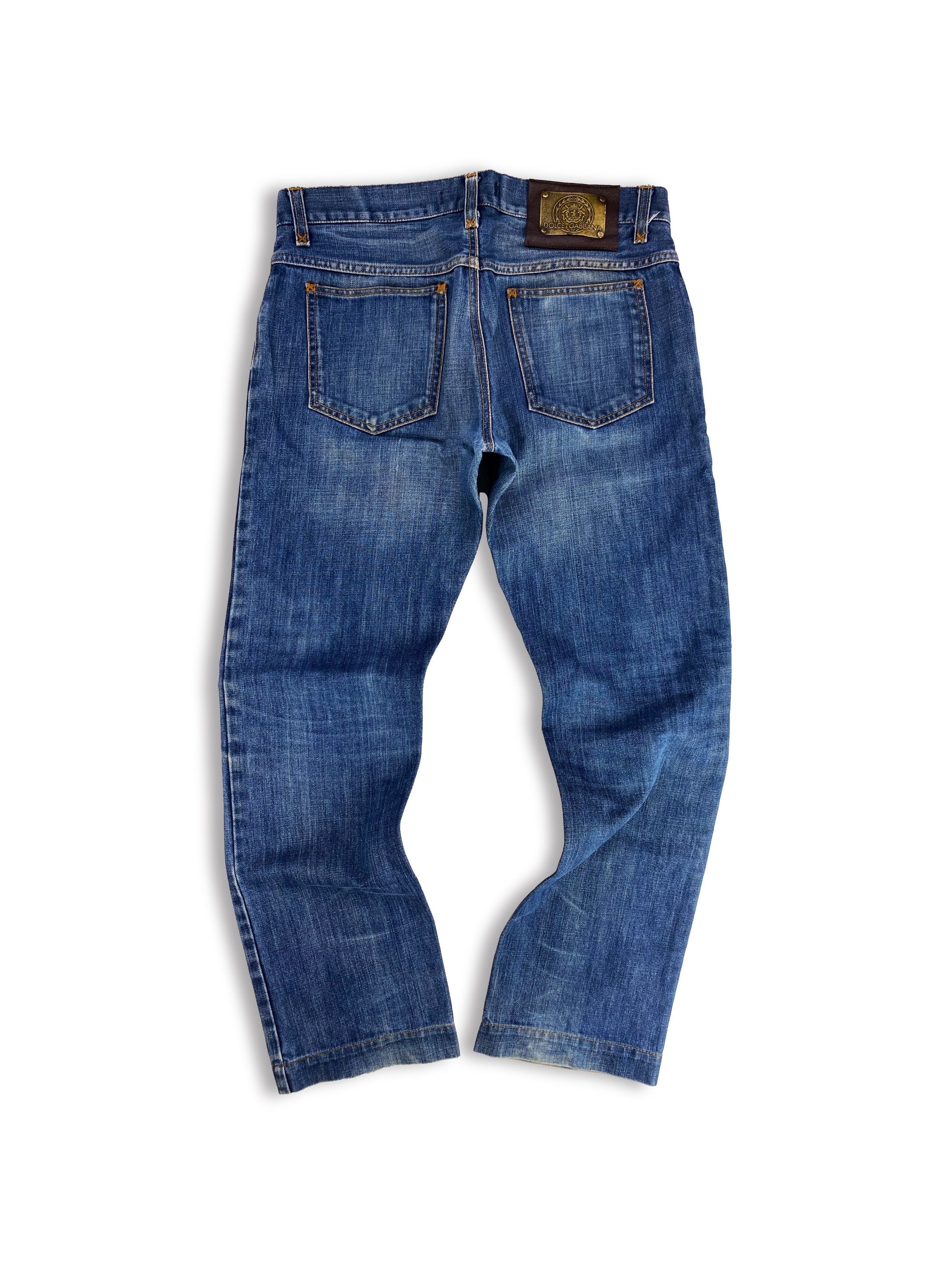 Dolce & Gabbana Dark Wash Distressed Wide Cut Denim