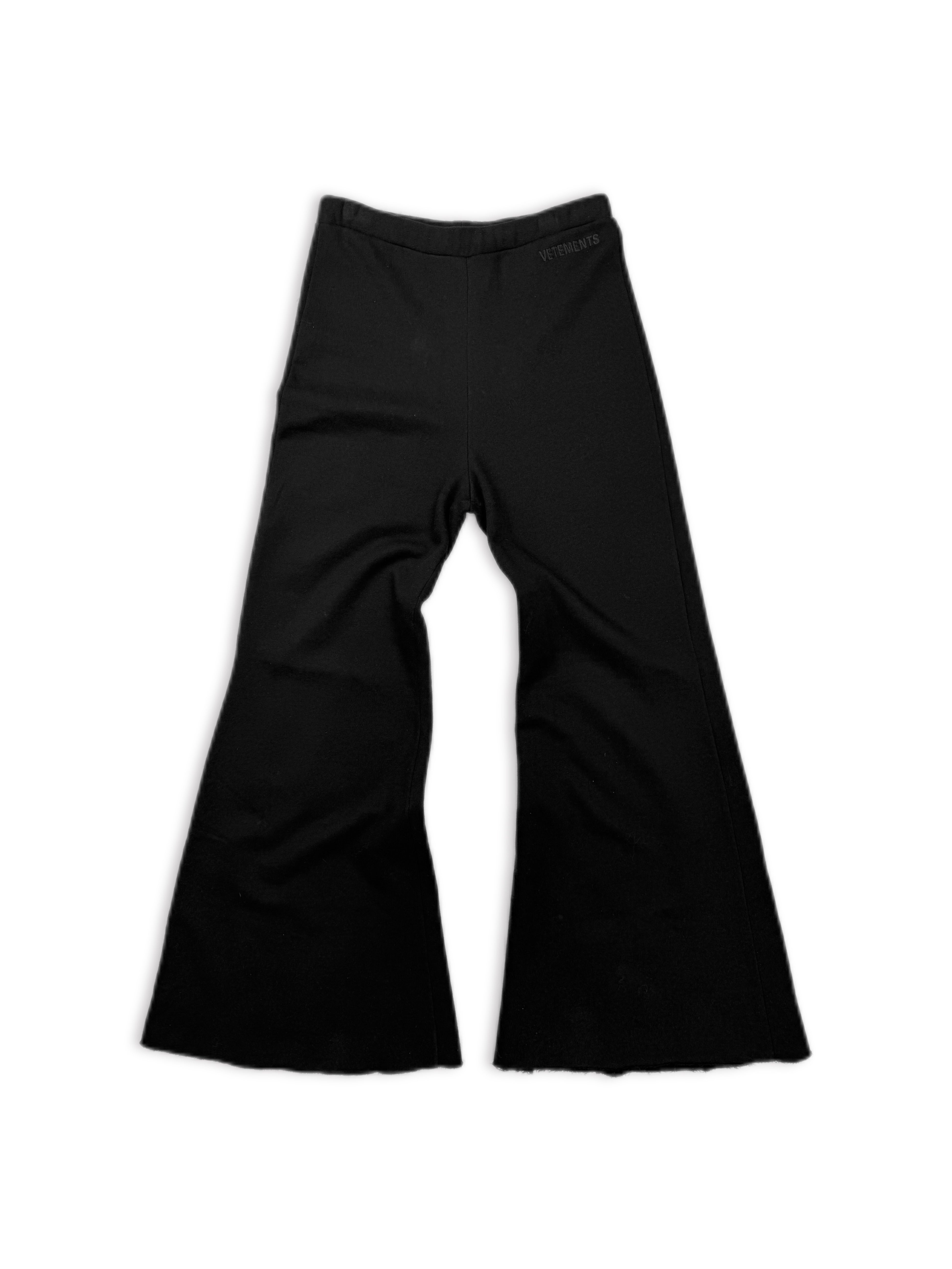 AW19 Vetements Flared Embroidered Logo Black Sweatpants