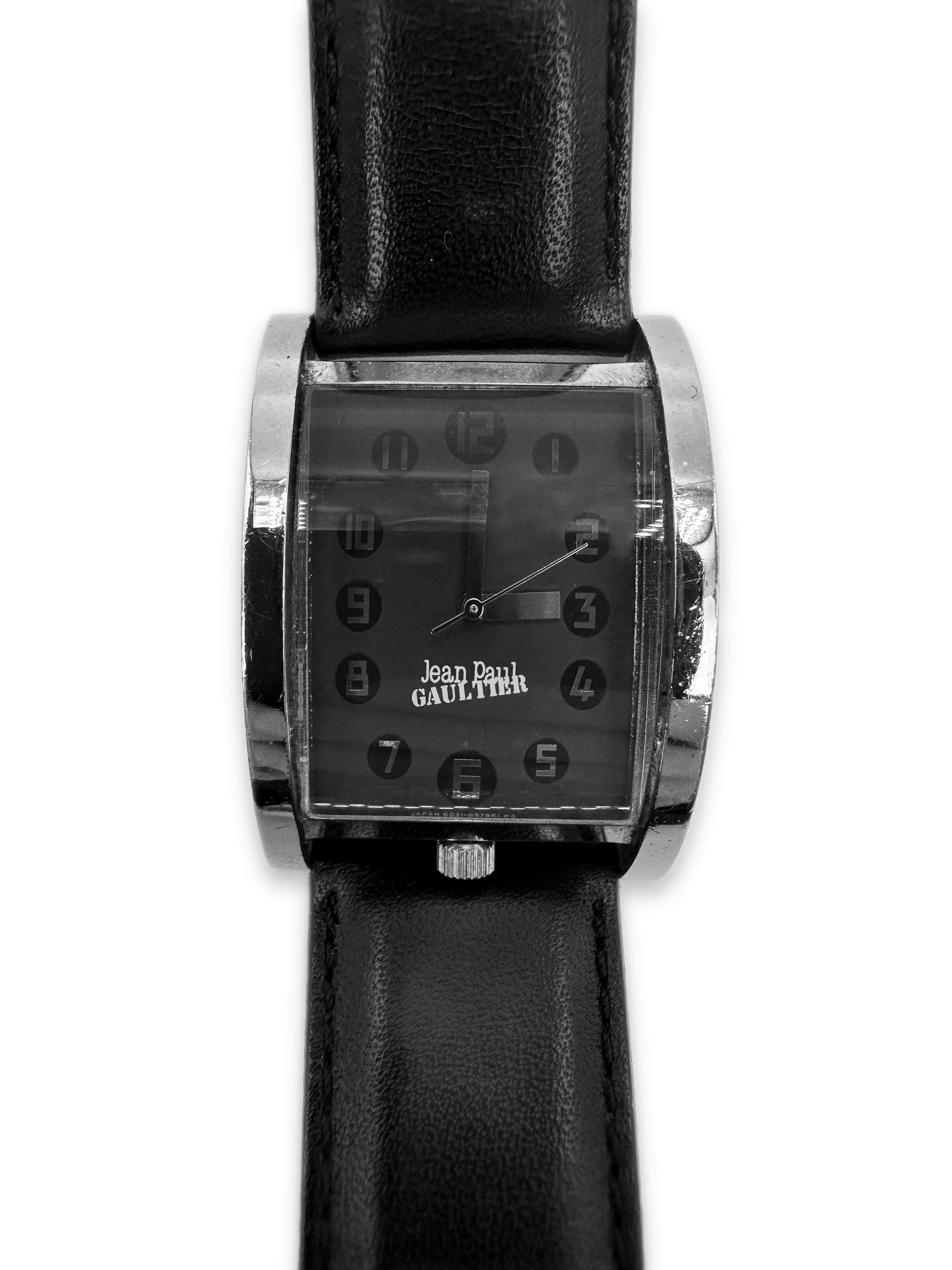 Jean Paul Gaultier Leather Rouded Face Wristwatch