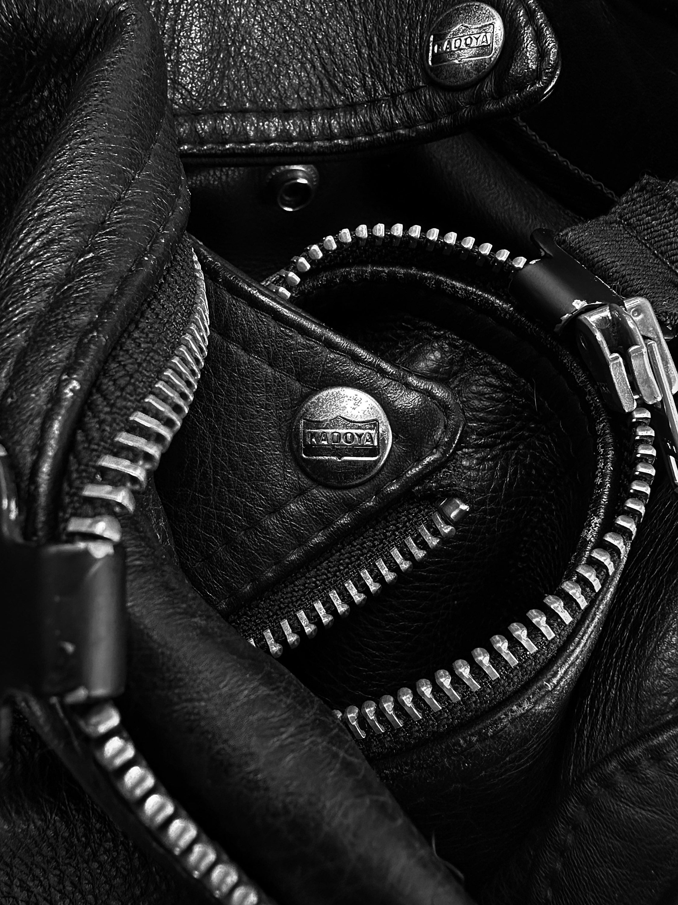 00s Kadoya ‘Battle Suit’ Armoured Black Leather Biker Jacket