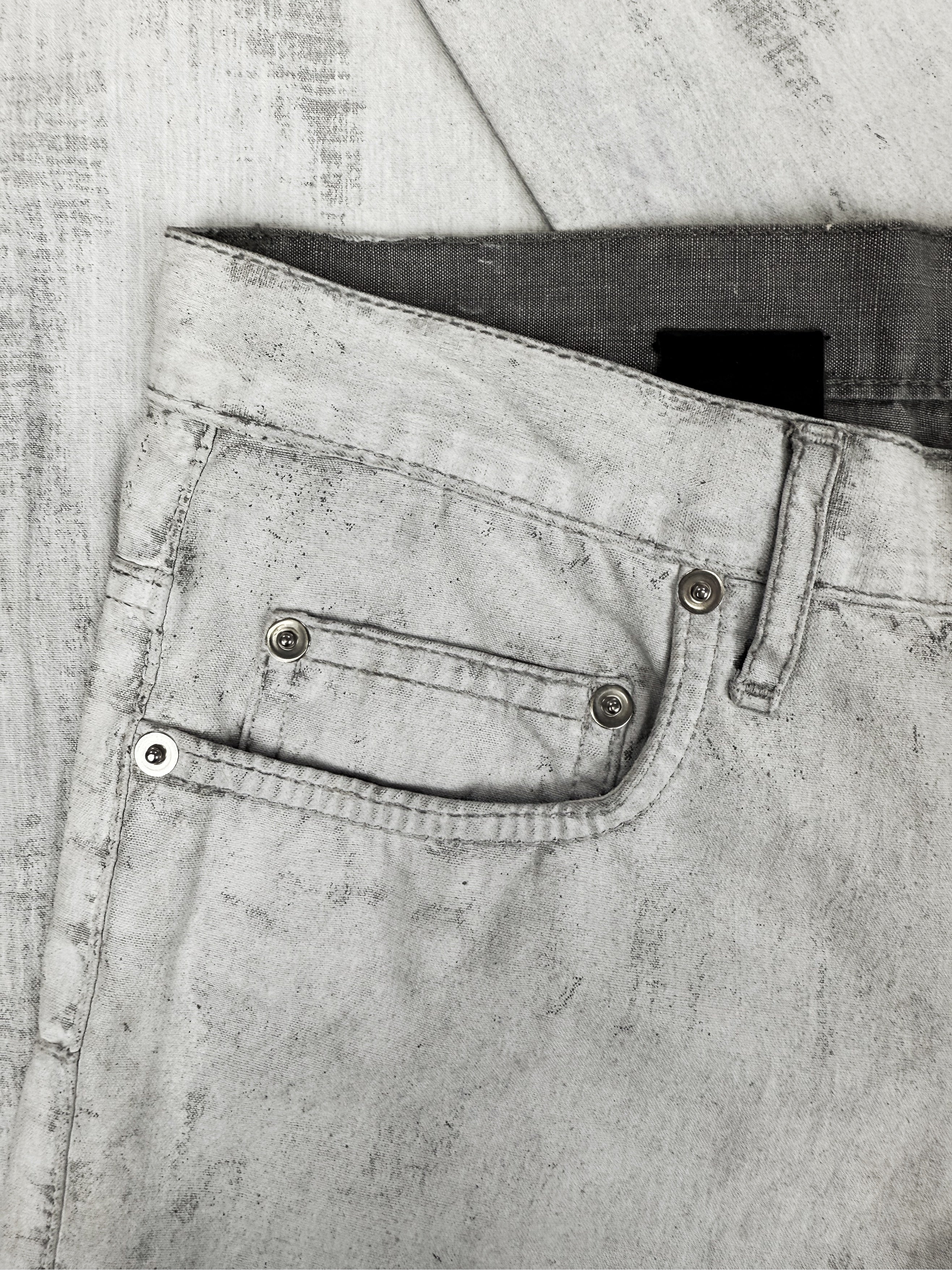 SS06 Dior Homme by Hedi Slimane Painted White Slim Cut Denim