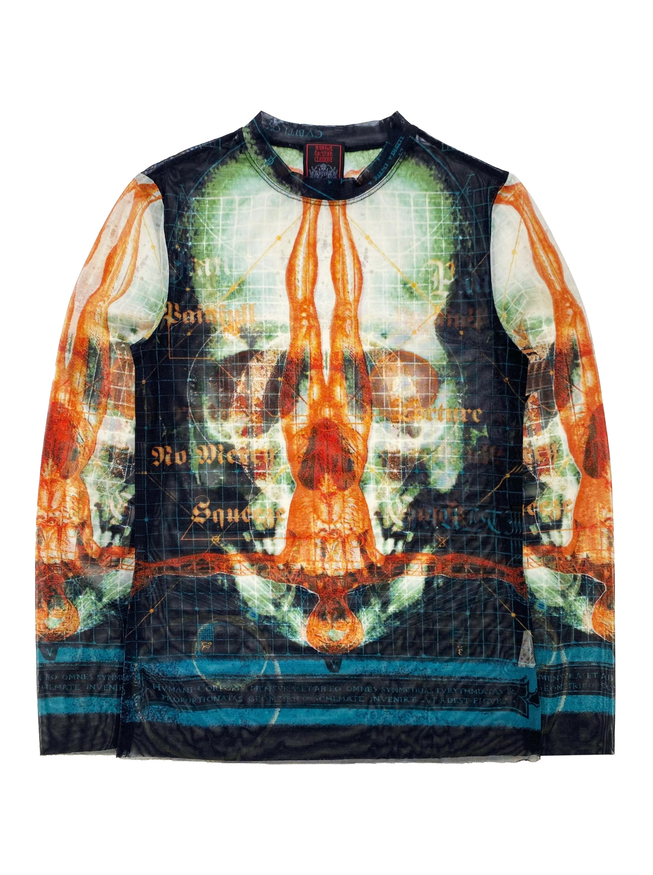 90’s Jean Paul Gaultier X-Ray “De Architectura” Tattoo Mesh Longsleeve