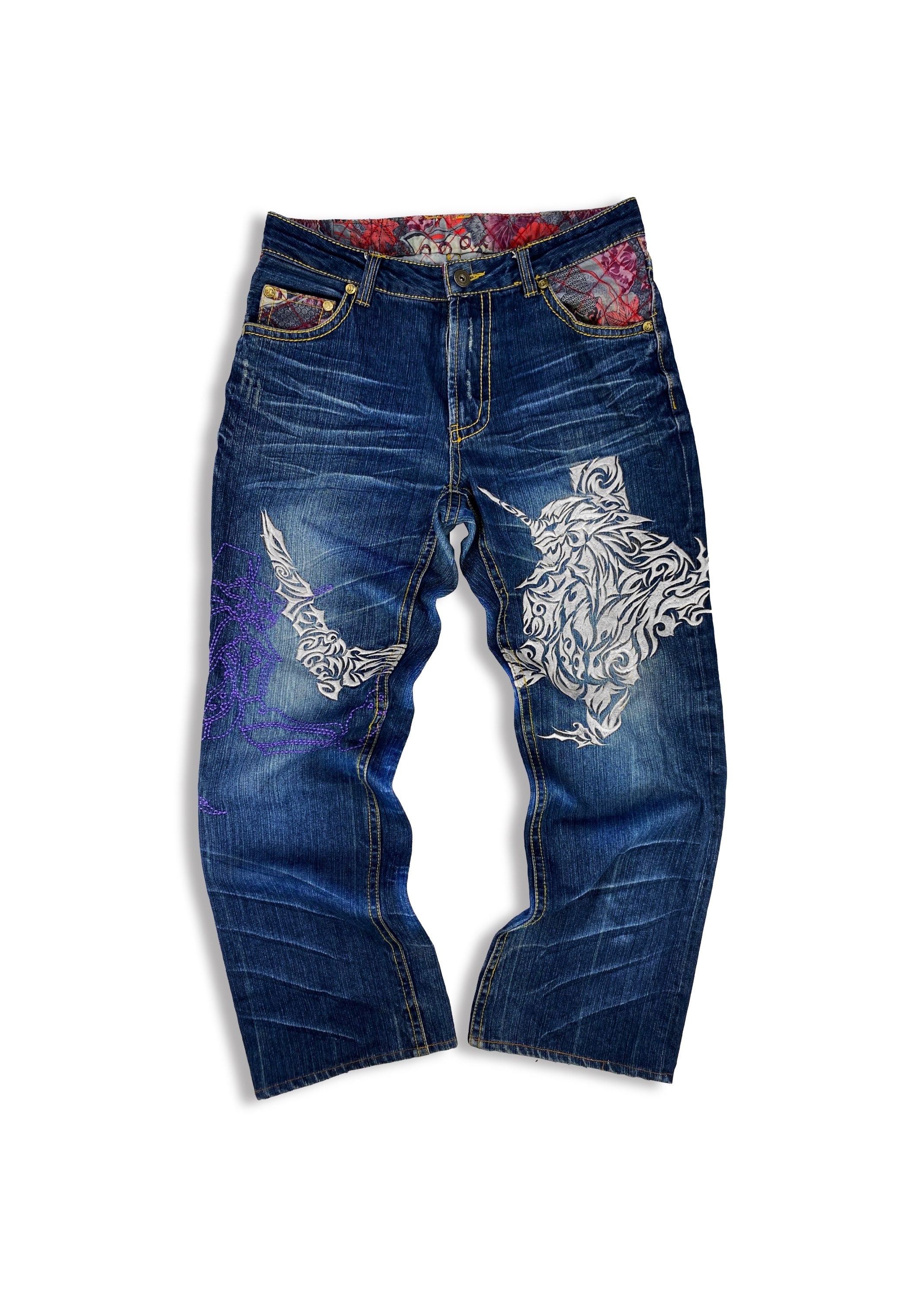 00s Evangelion x Nishiki ‘Neon Genesis’ Embroidered Wide Cut Denim