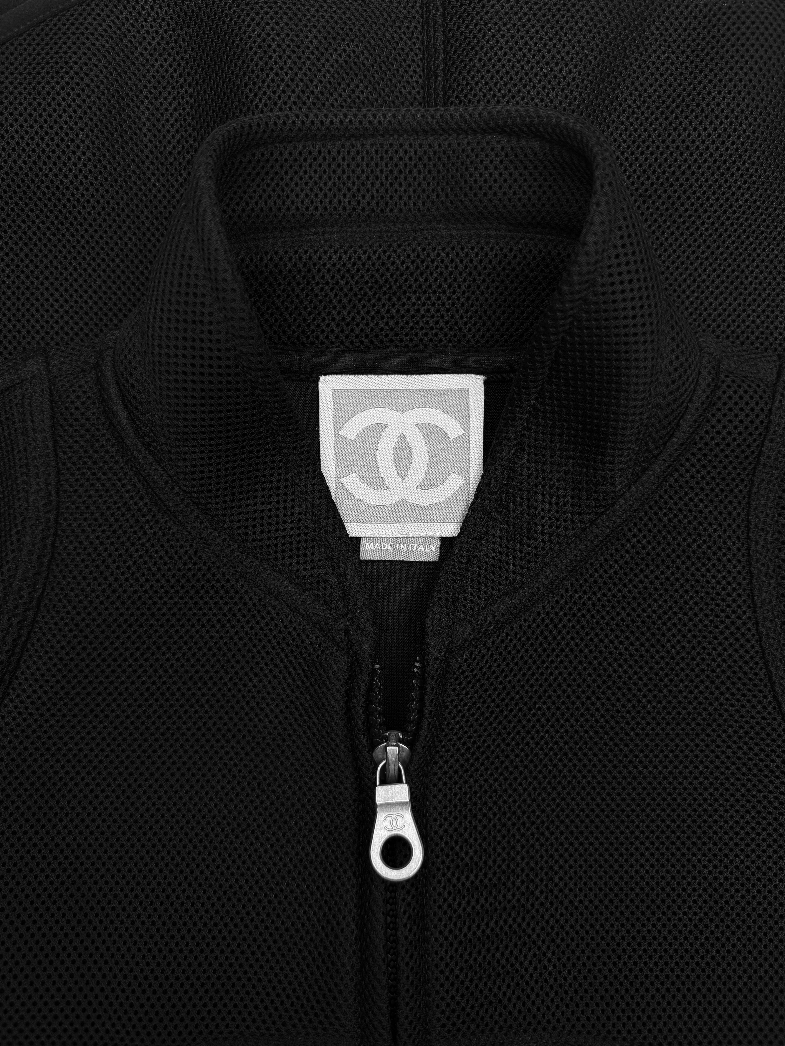 SS03 Chanel Identification ‘Sport’ Black Logo Full-zip Mesh Jacket
