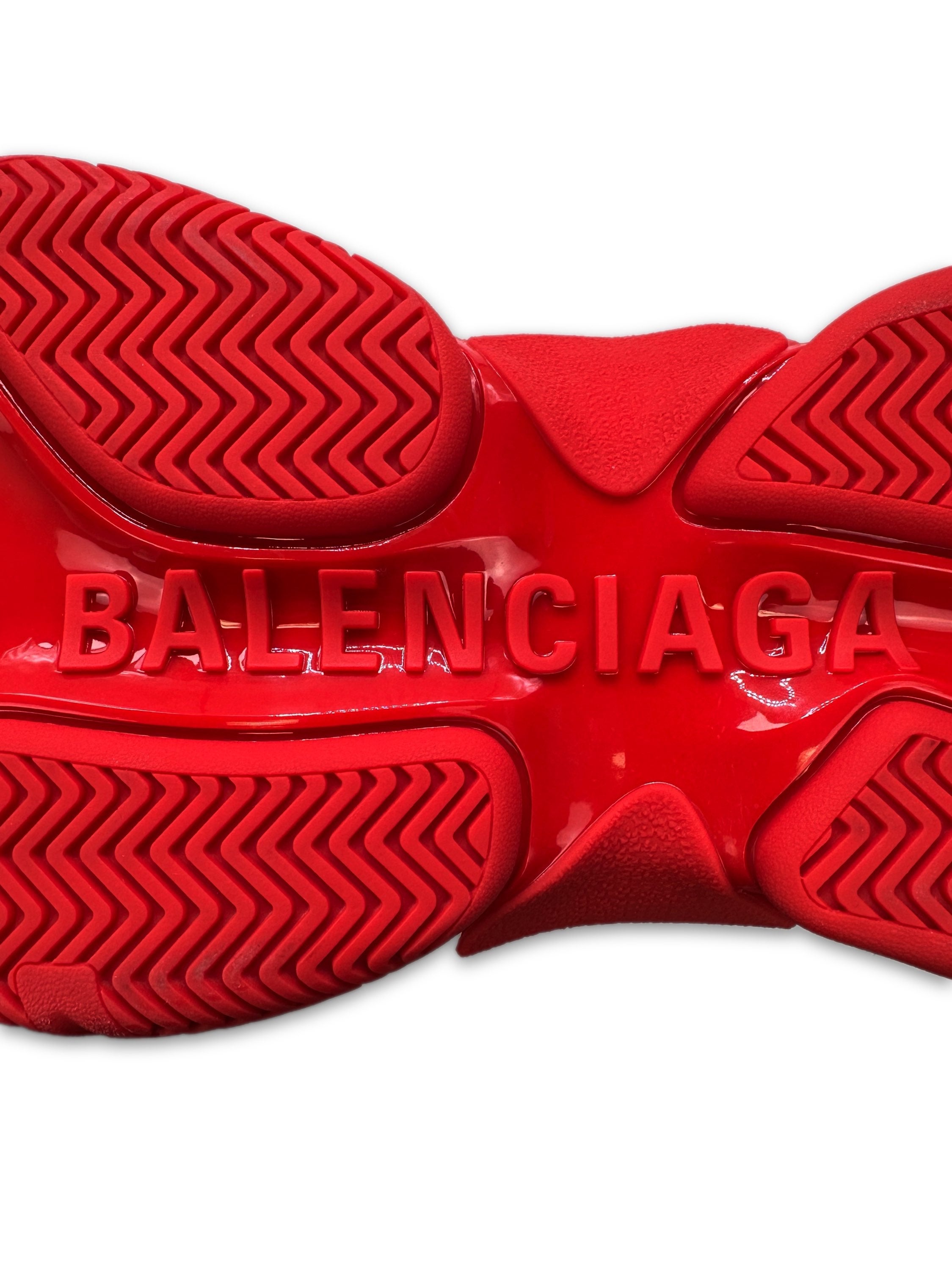 Balenciaga ‘Triple S’ Leather Cherry Red Platform Sneakers