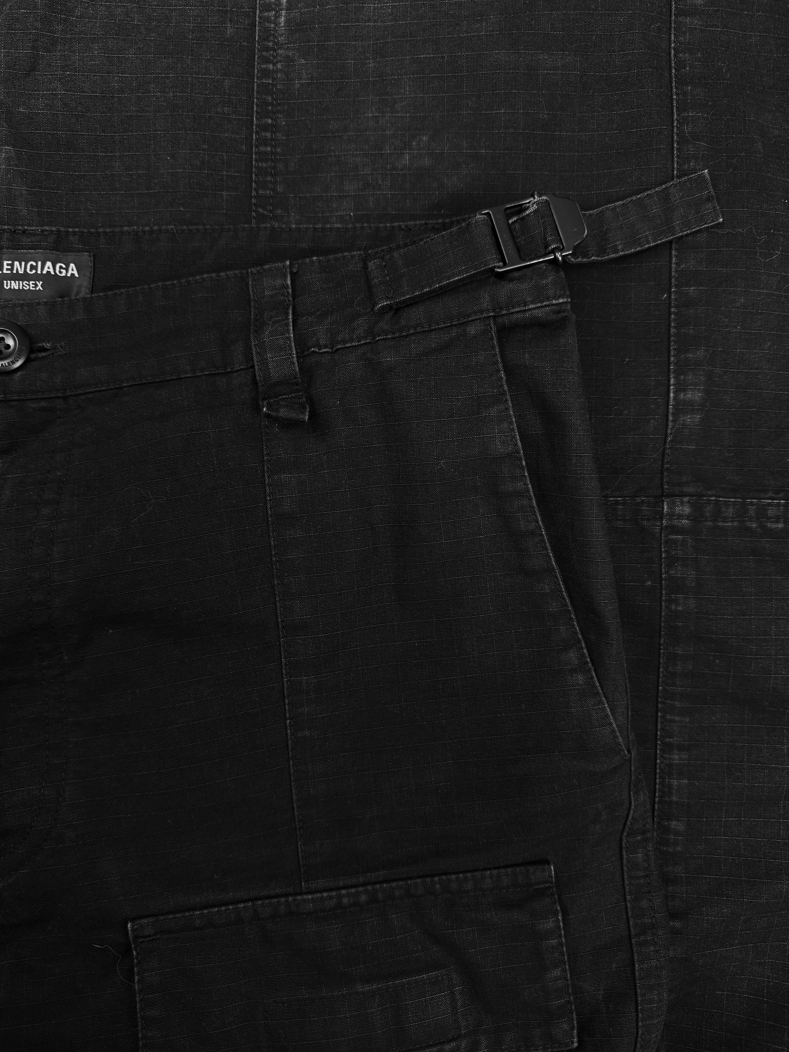 AW23 Balenciaga Flared Convertible Black Multi Pocket Cargo Pants