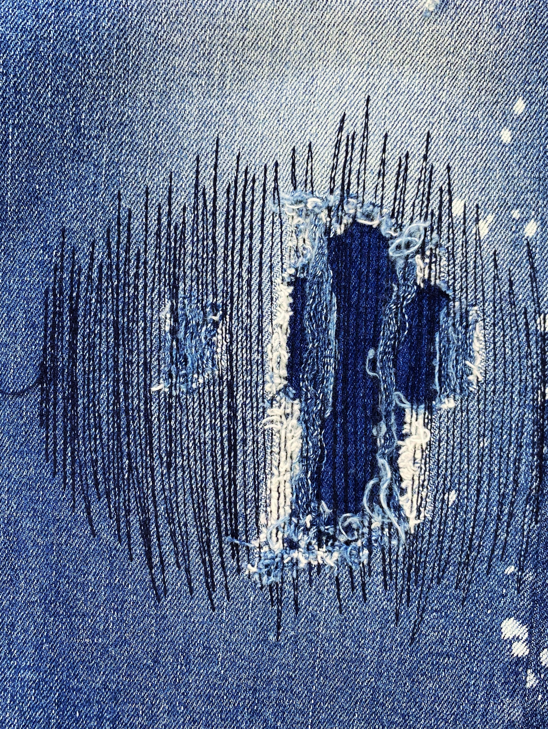 Number (N)ine Sashiko Stitch Distressed Painter Denim