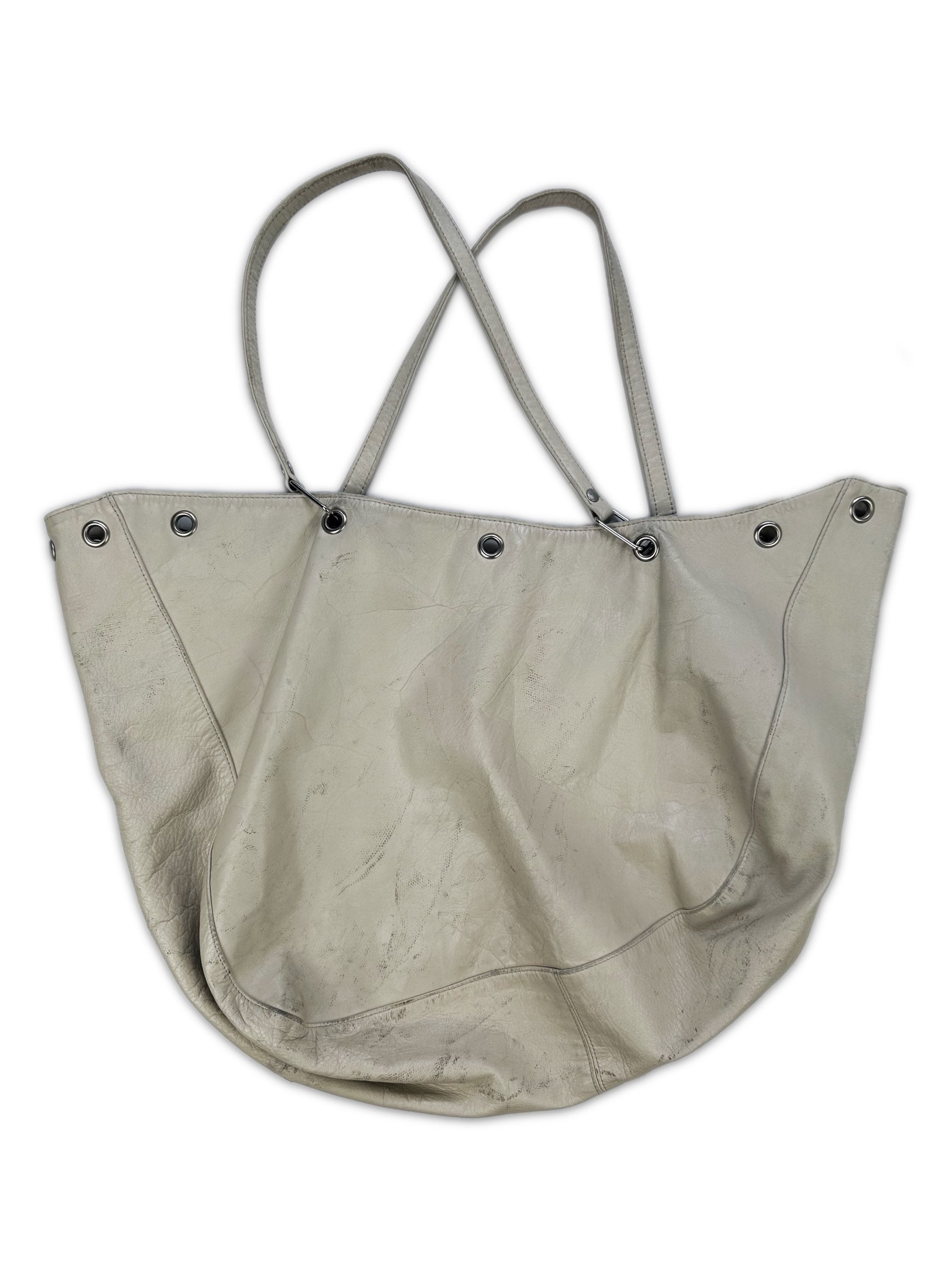 AW99 Helmut Lang White Leather Eyelet Hand Bag