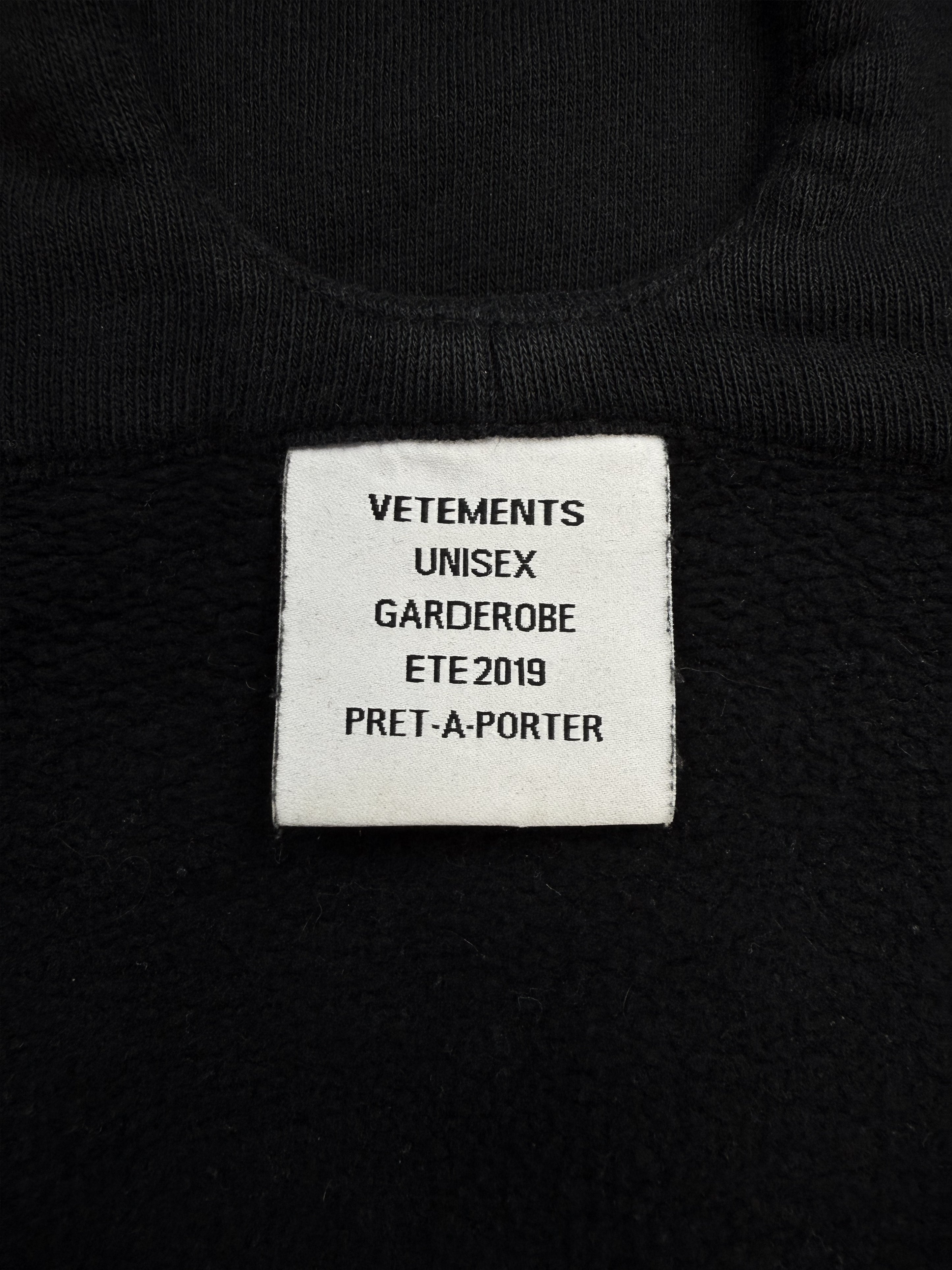 SS19 Vetements ‘Russian Idol’ Gimp Full-Zip Runway Black Hoodie