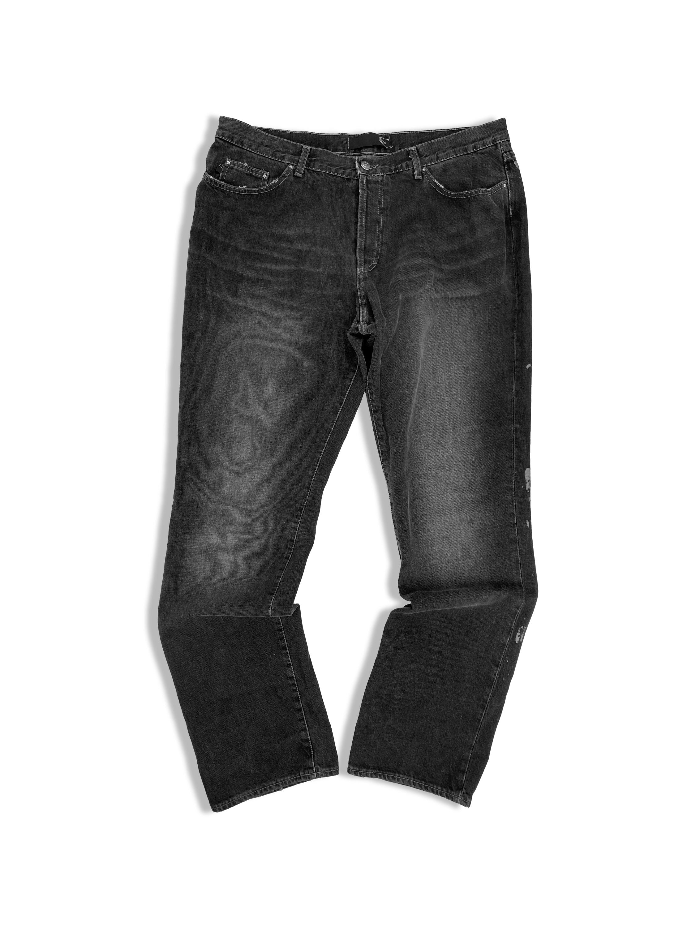 90s Roberto Cavalli Tire Print Washed Ash Grey Denim Jeans