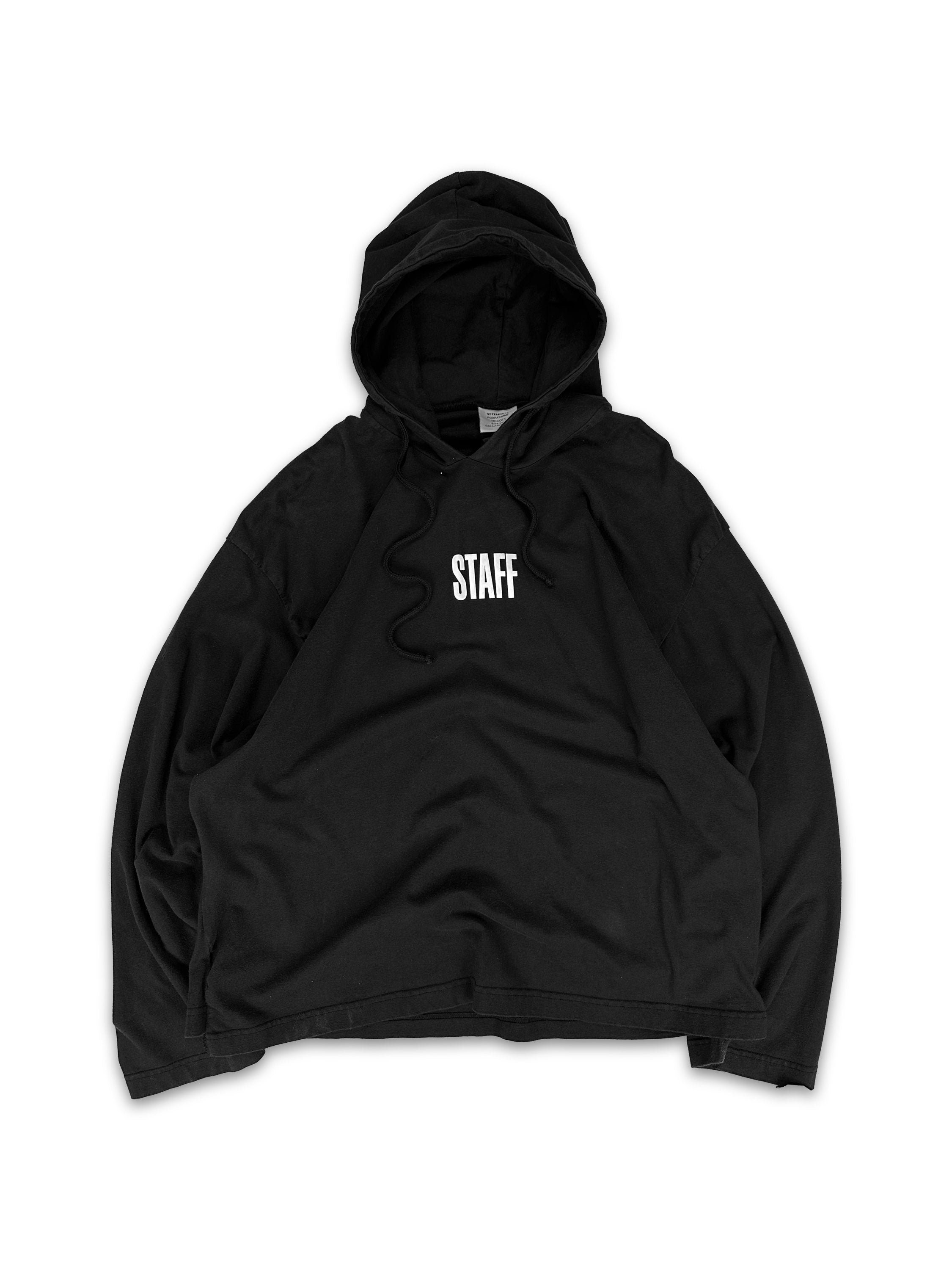 Vetements ‘Staff’ Gothic Tour Logo Black Layered Hoodie