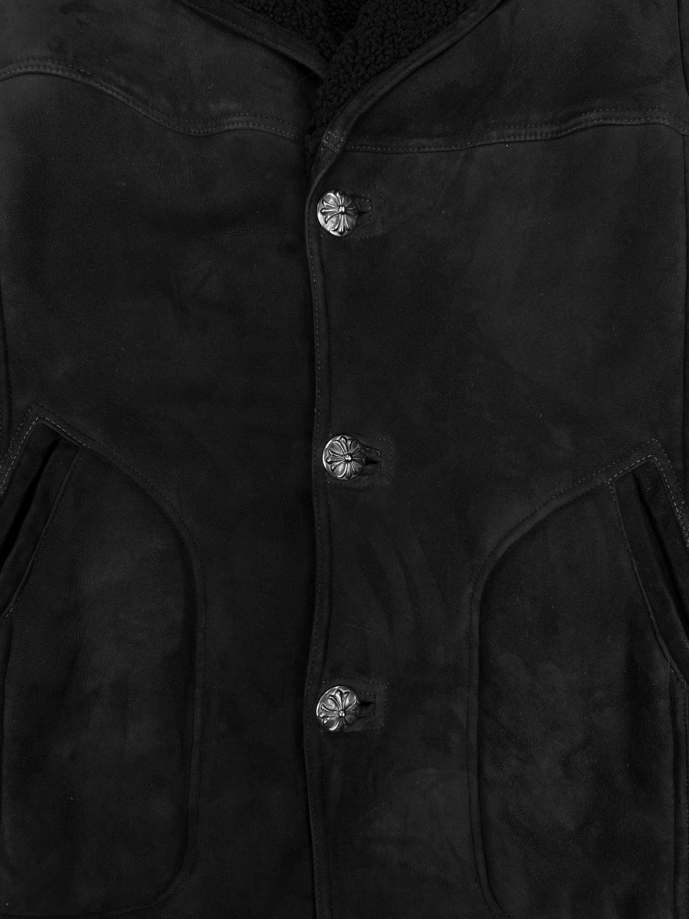 Chrome Hearts Mouton Fur Suede Shearling .925 Silver Jacket