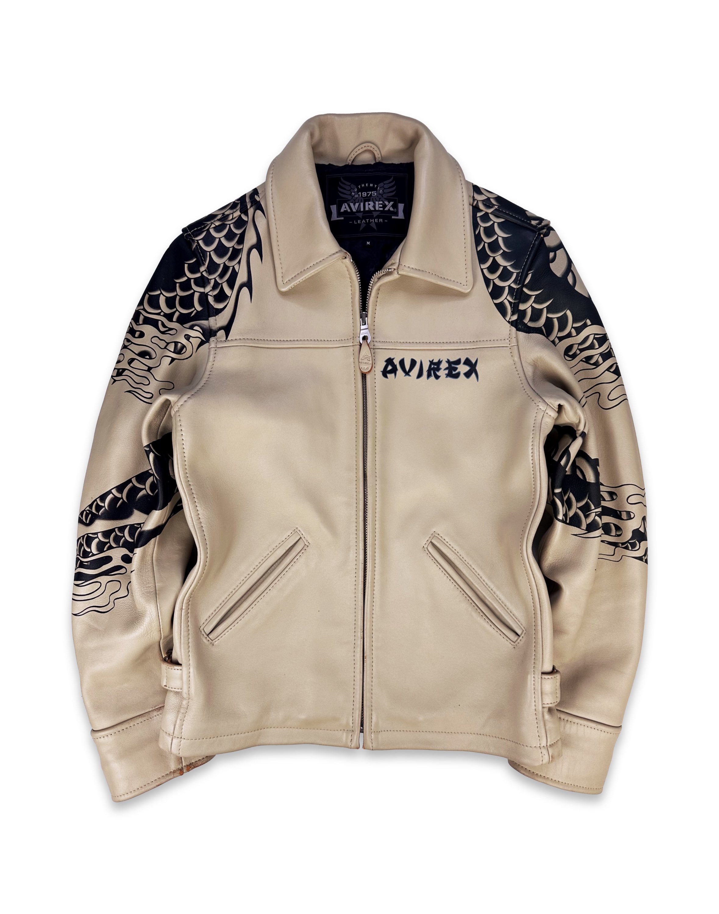 00s Avirex 1/400 ‘Snake & Dragon’ Hand Painted Leather Biker Jacket
