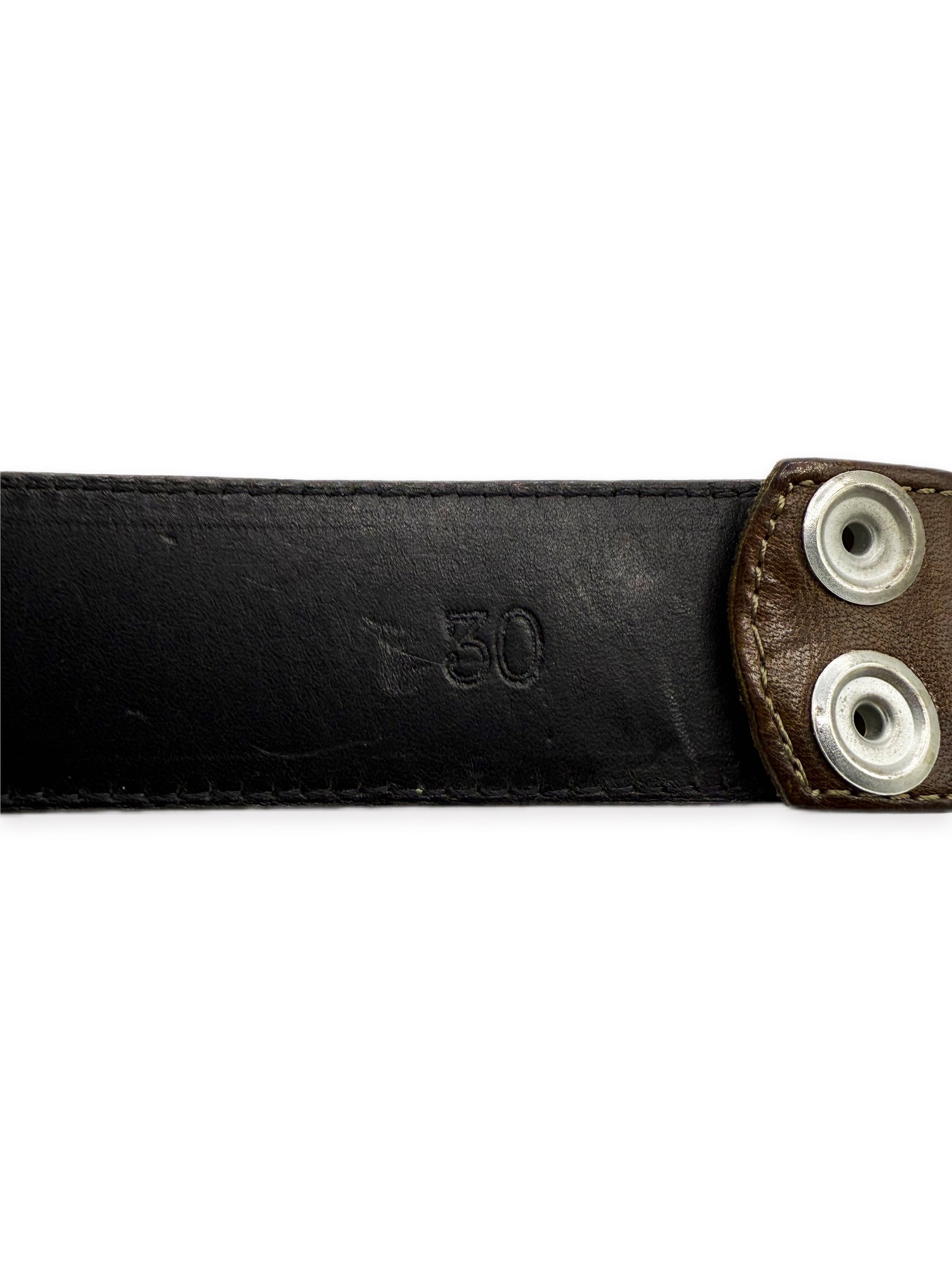 Chrome Hearts Green Camouflage .925 Silver Leather Belt Strap