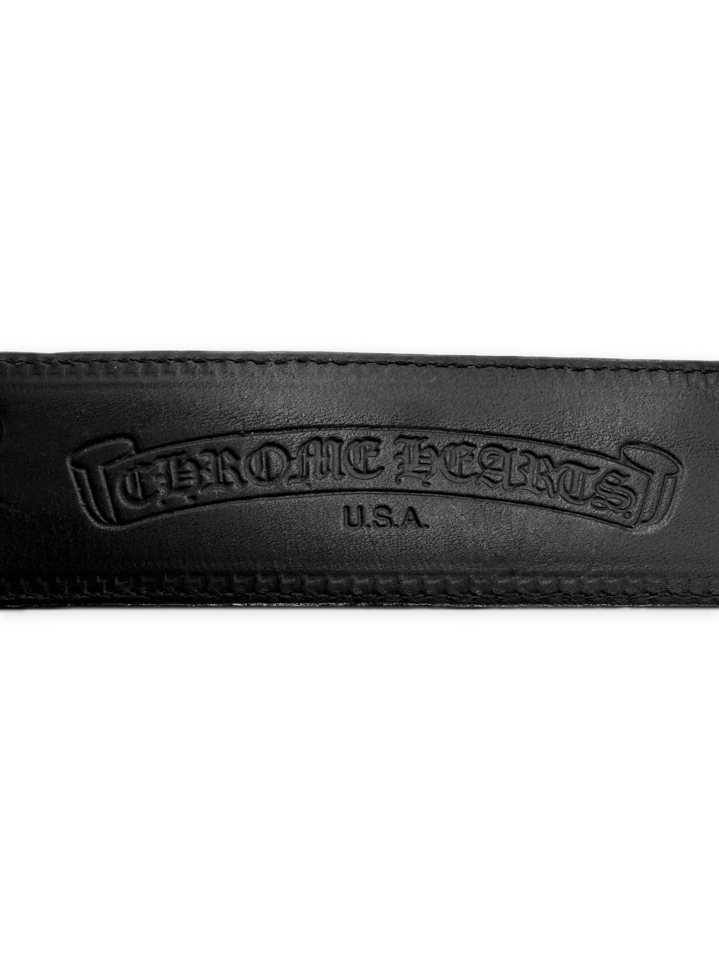 Chrome Hearts Fleur de Lis Pendant .925 Silver Leather Belt Strap