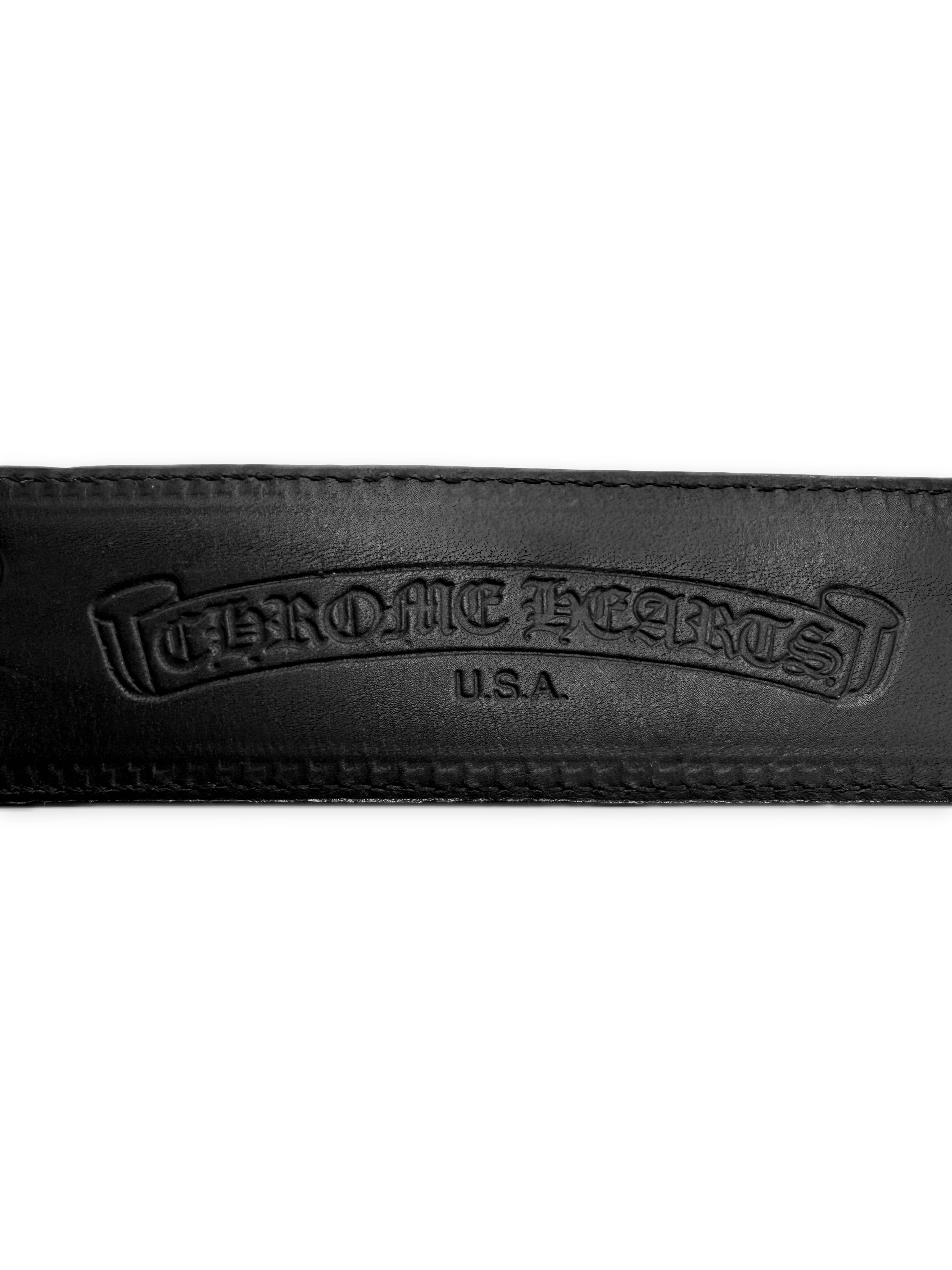 Chrome Hearts Fleur de Lis Pendant .925 Silver Leather Belt Strap