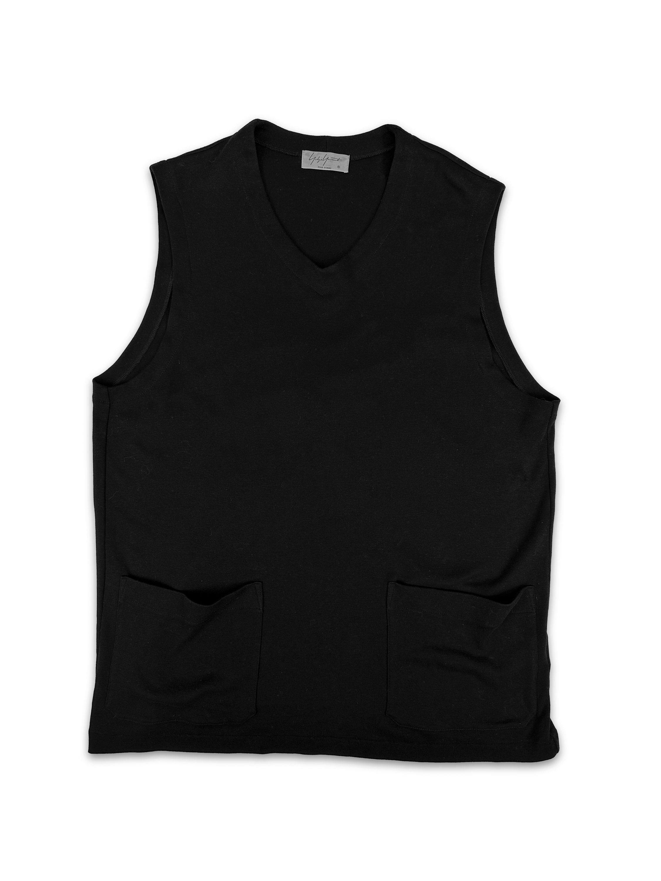 Yohji Yamamoto Pour Homme Black Sleeveless V-Neck Tank-top