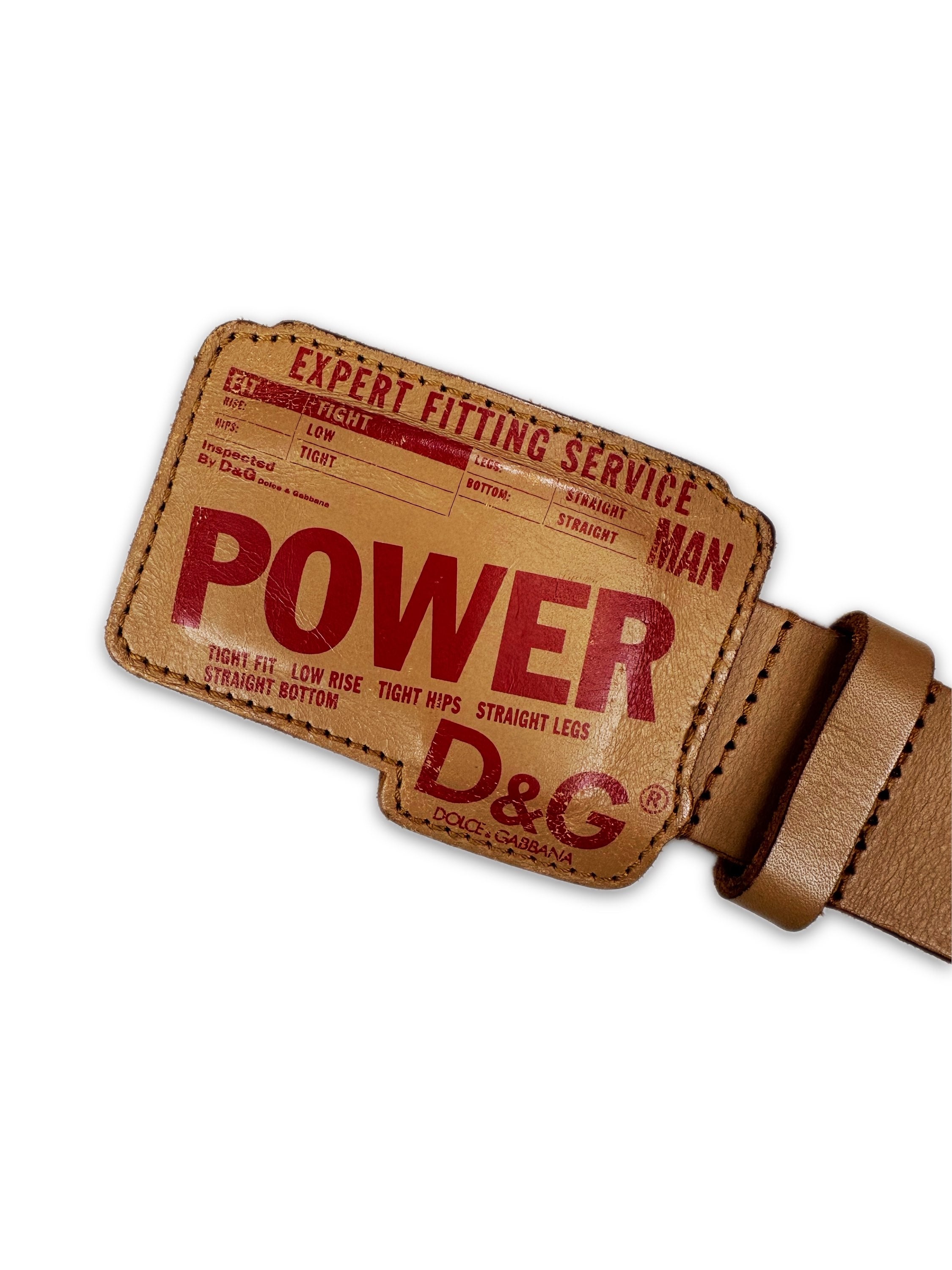 00s Dolce &amp; Gabbana ‘Jacron Label’ Brown Leather Belt