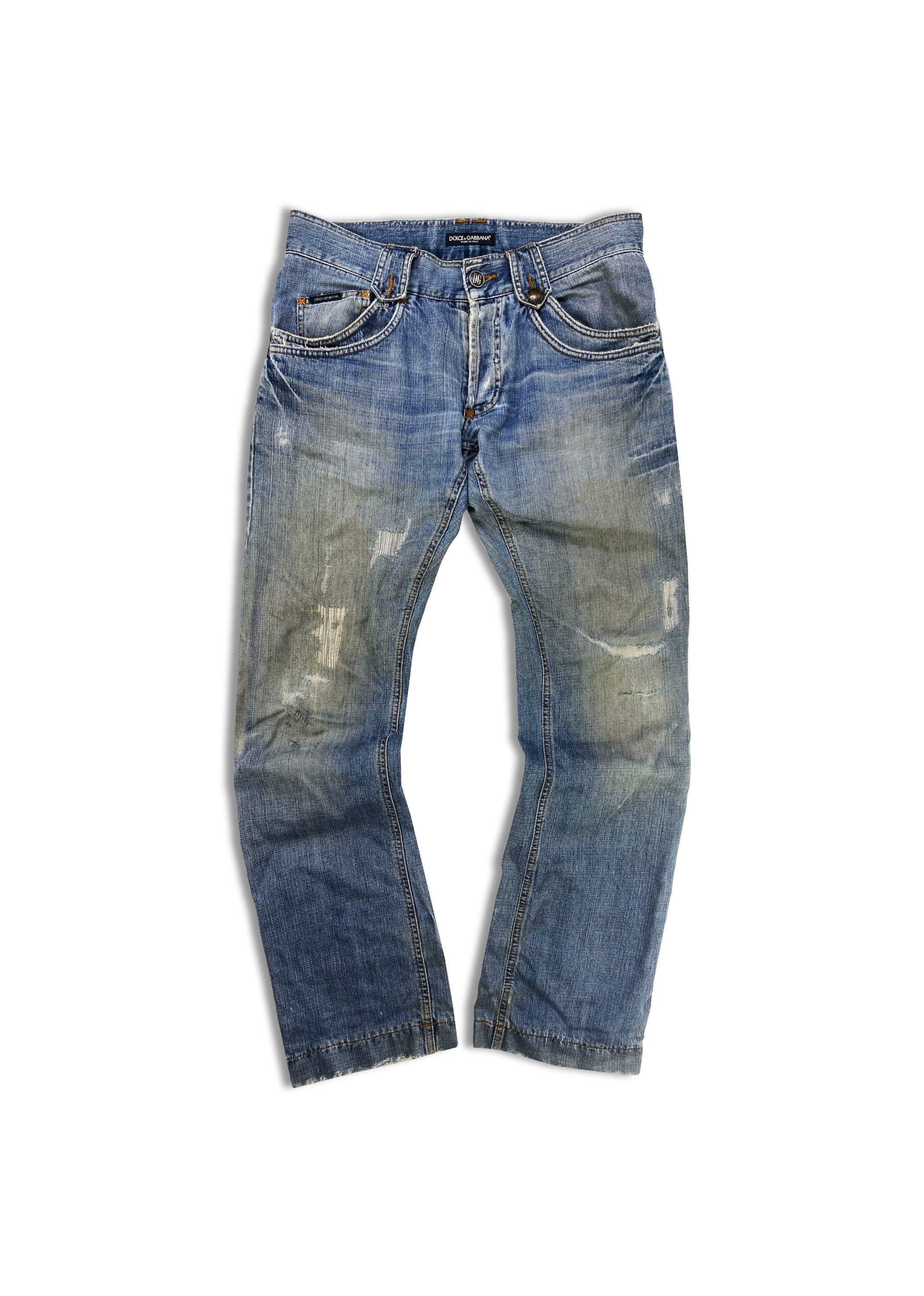 Dolce & Gabbana Distressed Light Wash Denim Jeans