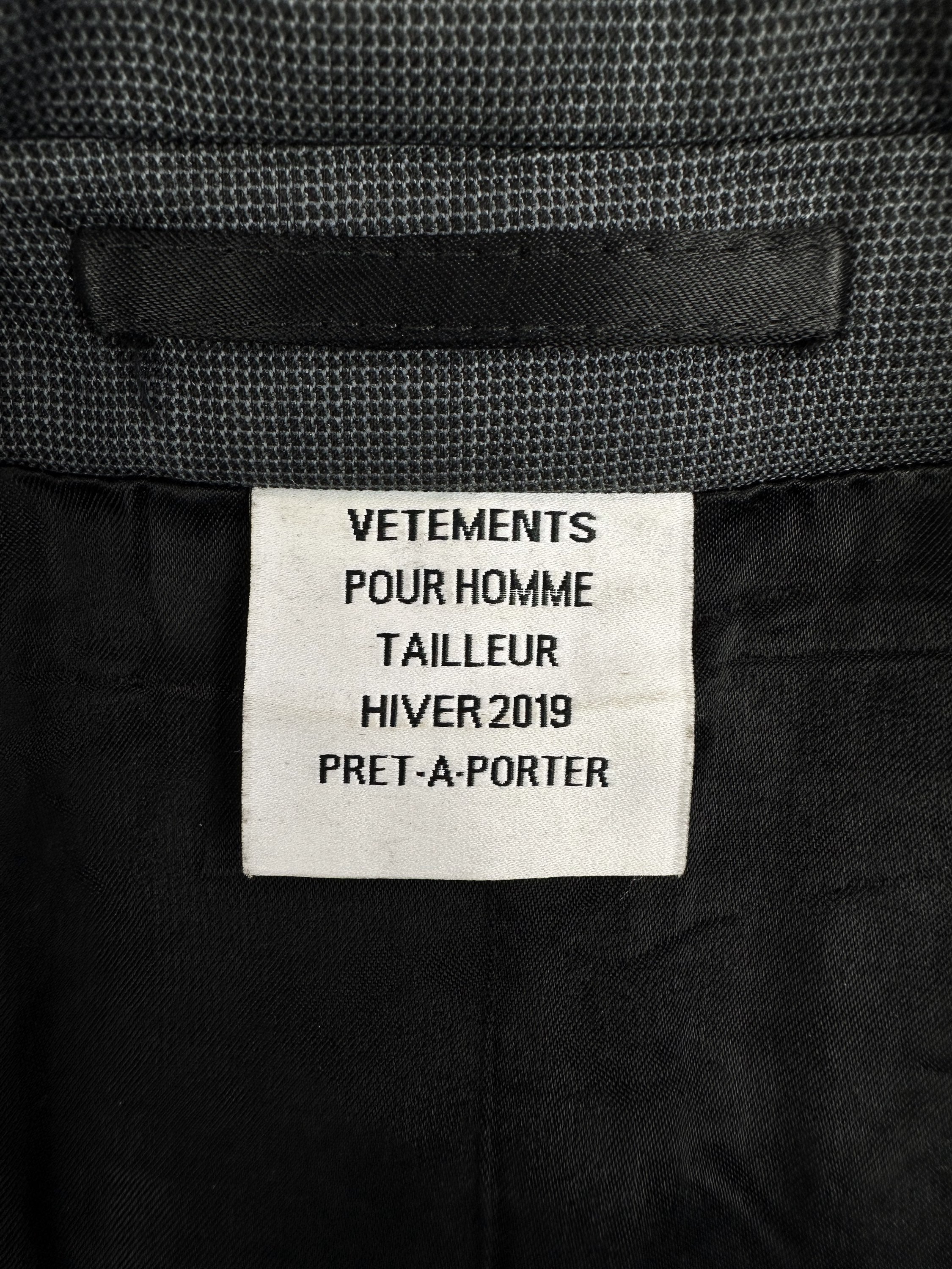 AW19 Vetements Mega Pocket Embroidered Logo Suit Jacket