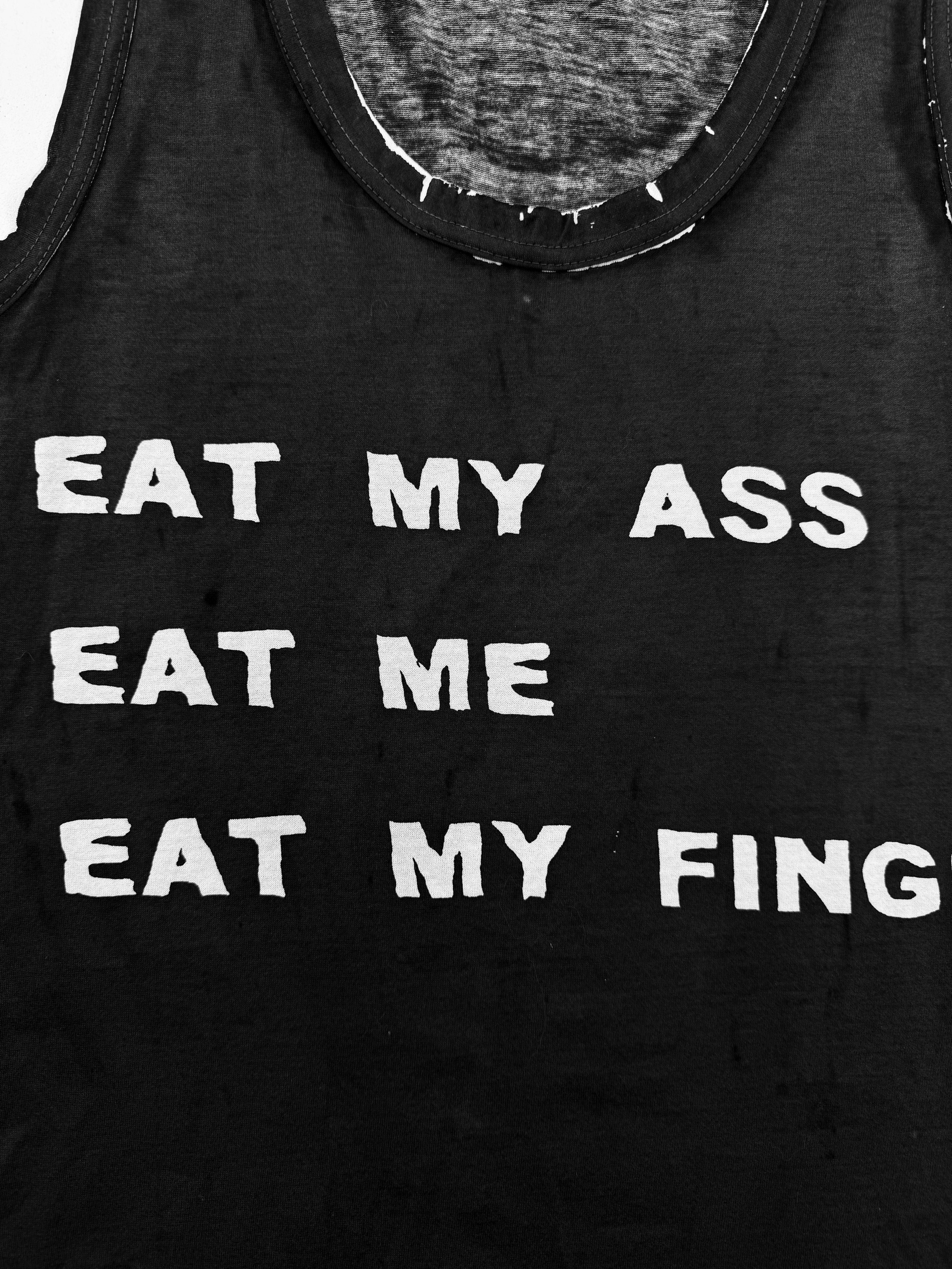 SS14 Yohji Yamamoto ‘Eat My Ass’ Overdyed Sleeveless Tank-top