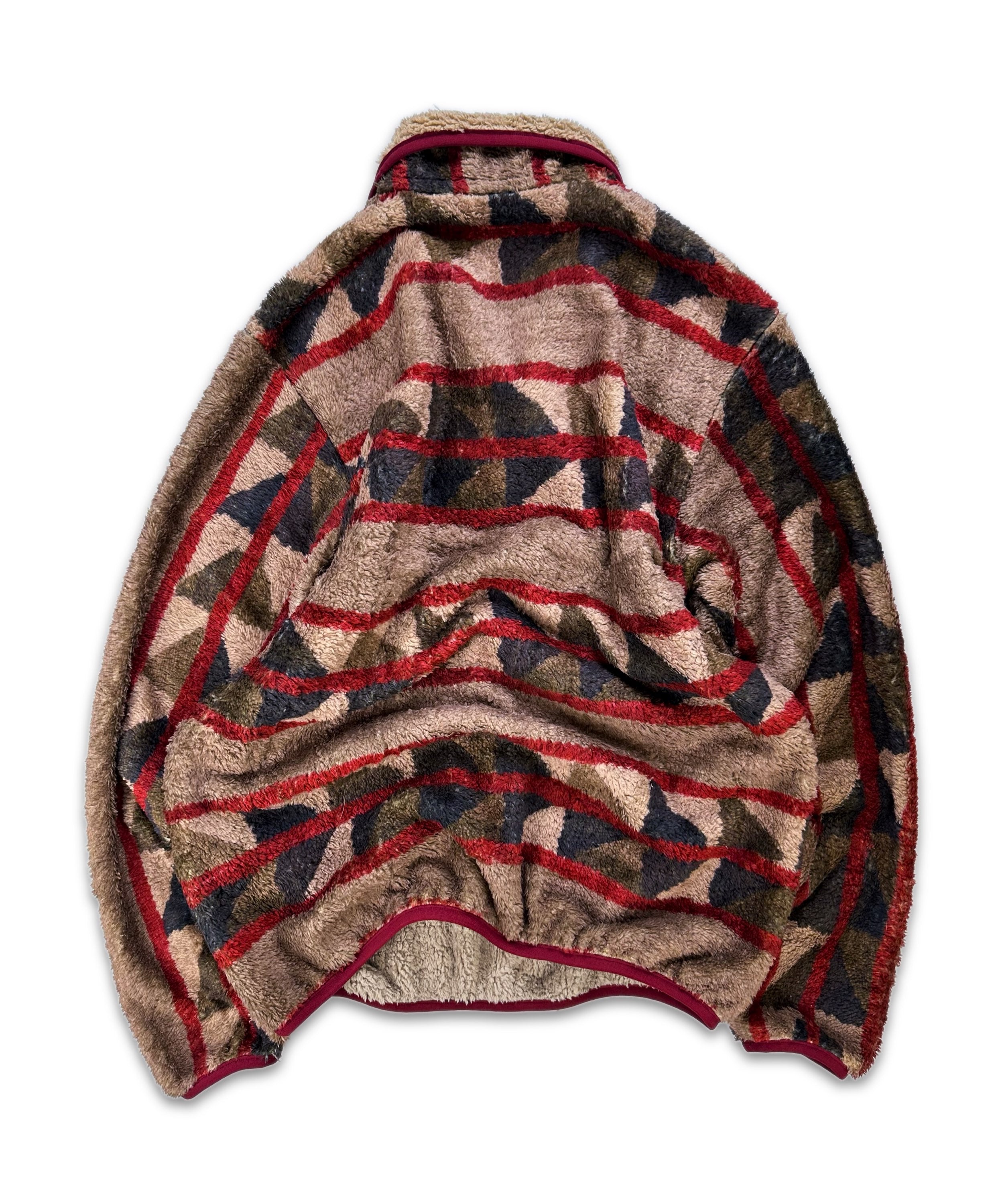 AW24 Kapital ‘Pueblo’ Motif Striped Button Snap Collared Fleece Jacket
