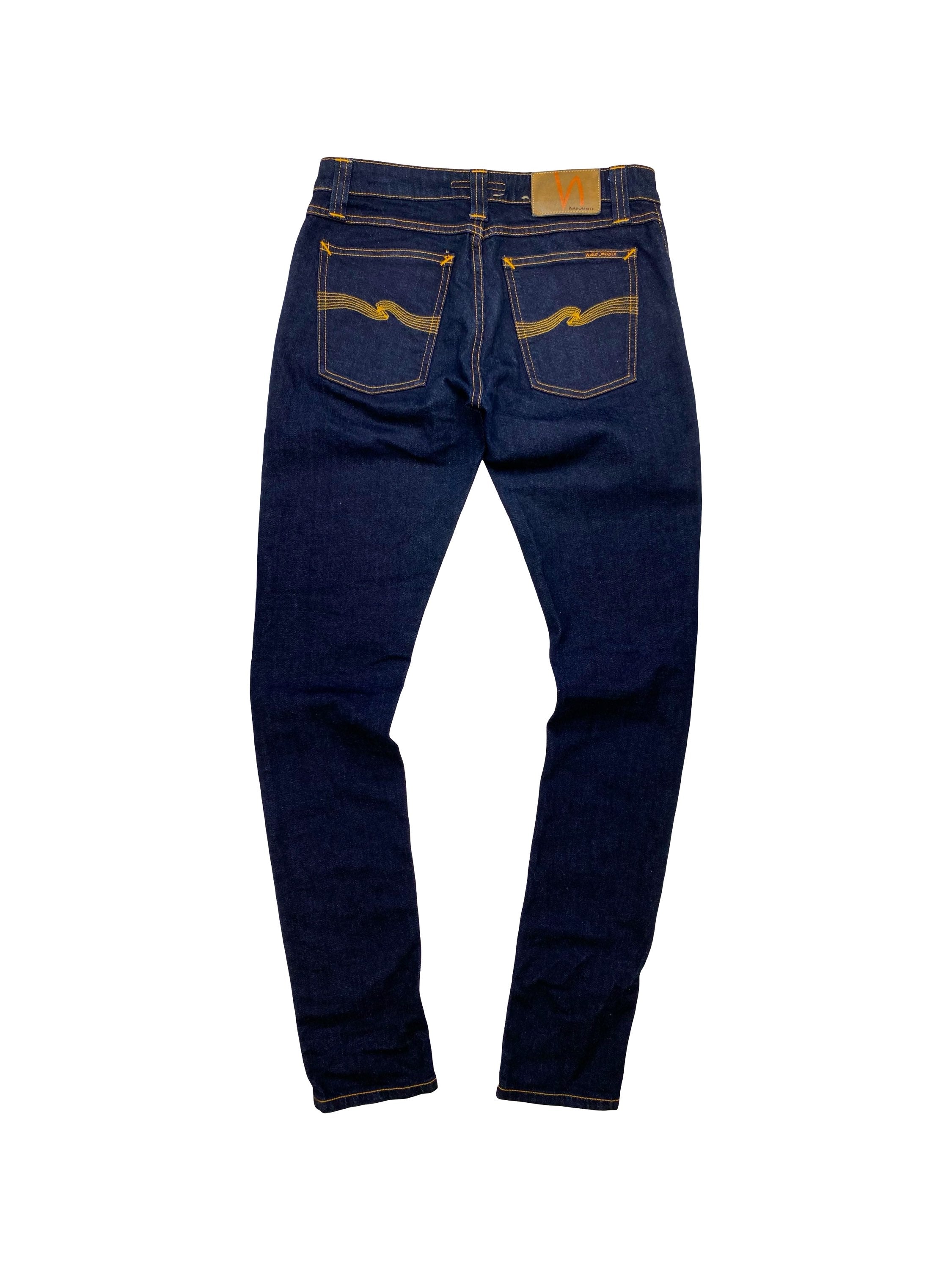 Nudie Jeans Dark Wash Embroidered Slim Cut Denim Jeans